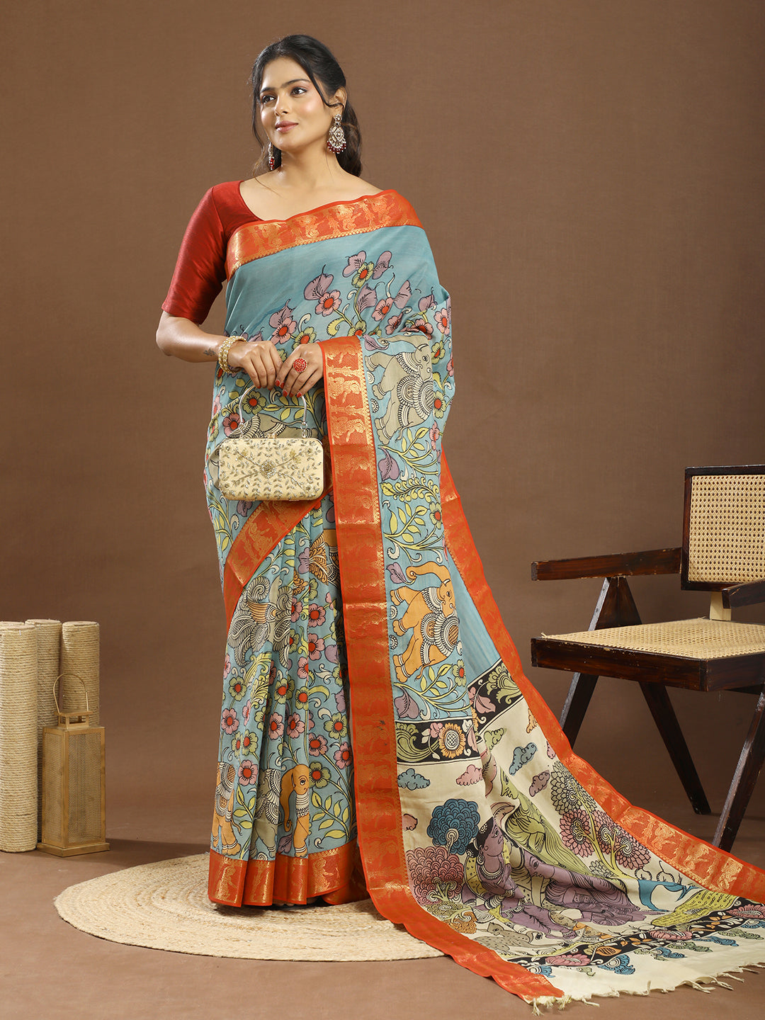 Pushp Multicolored Kalamkari Saree