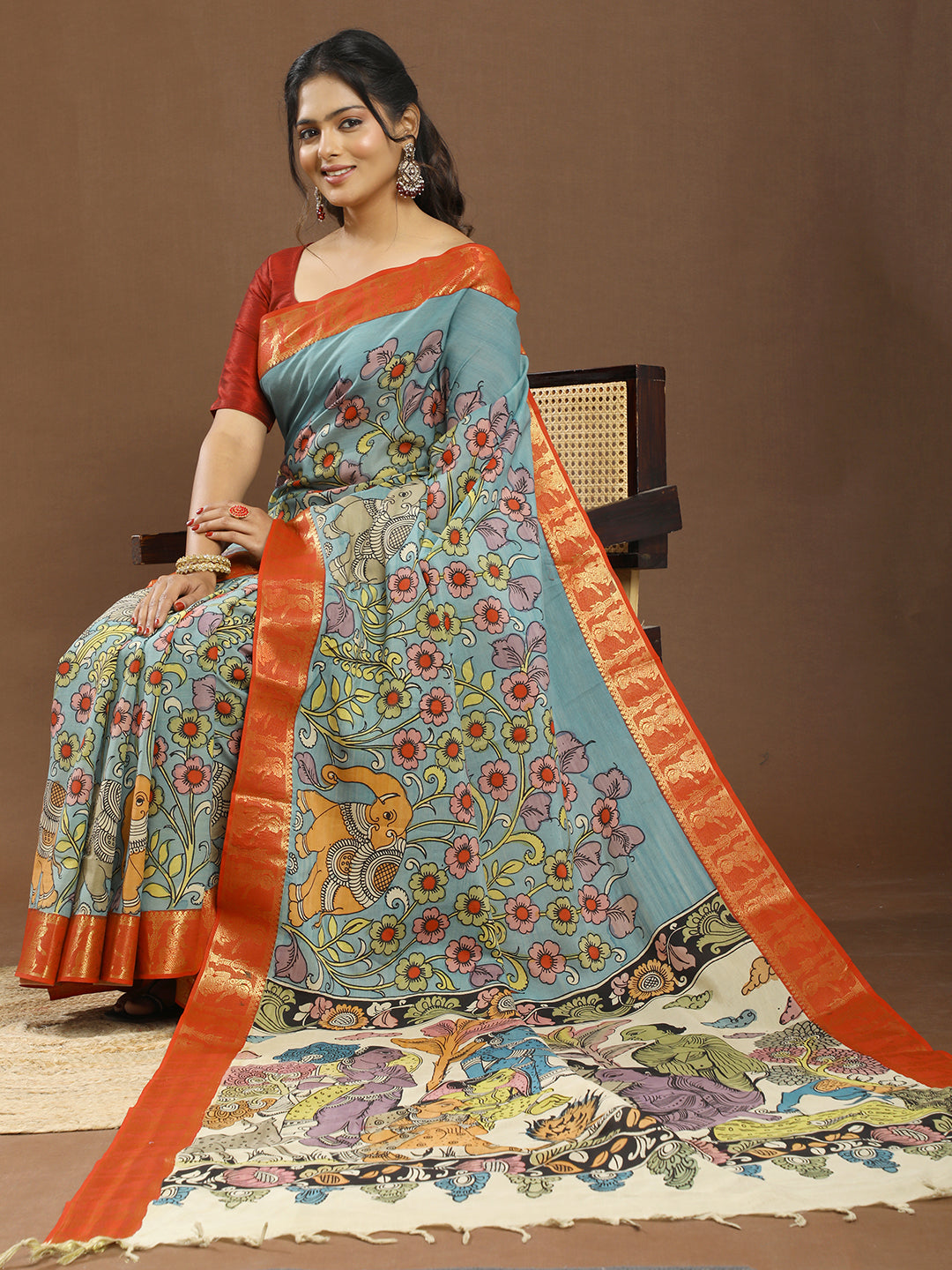 Pushp Multicolored Kalamkari Saree