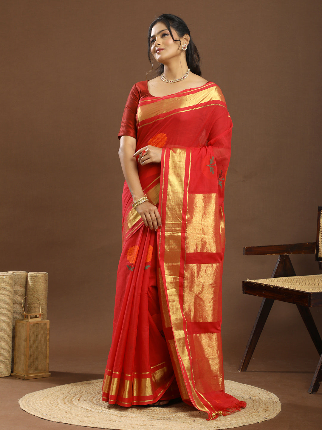 Genda Red Venkatagiri Saree
