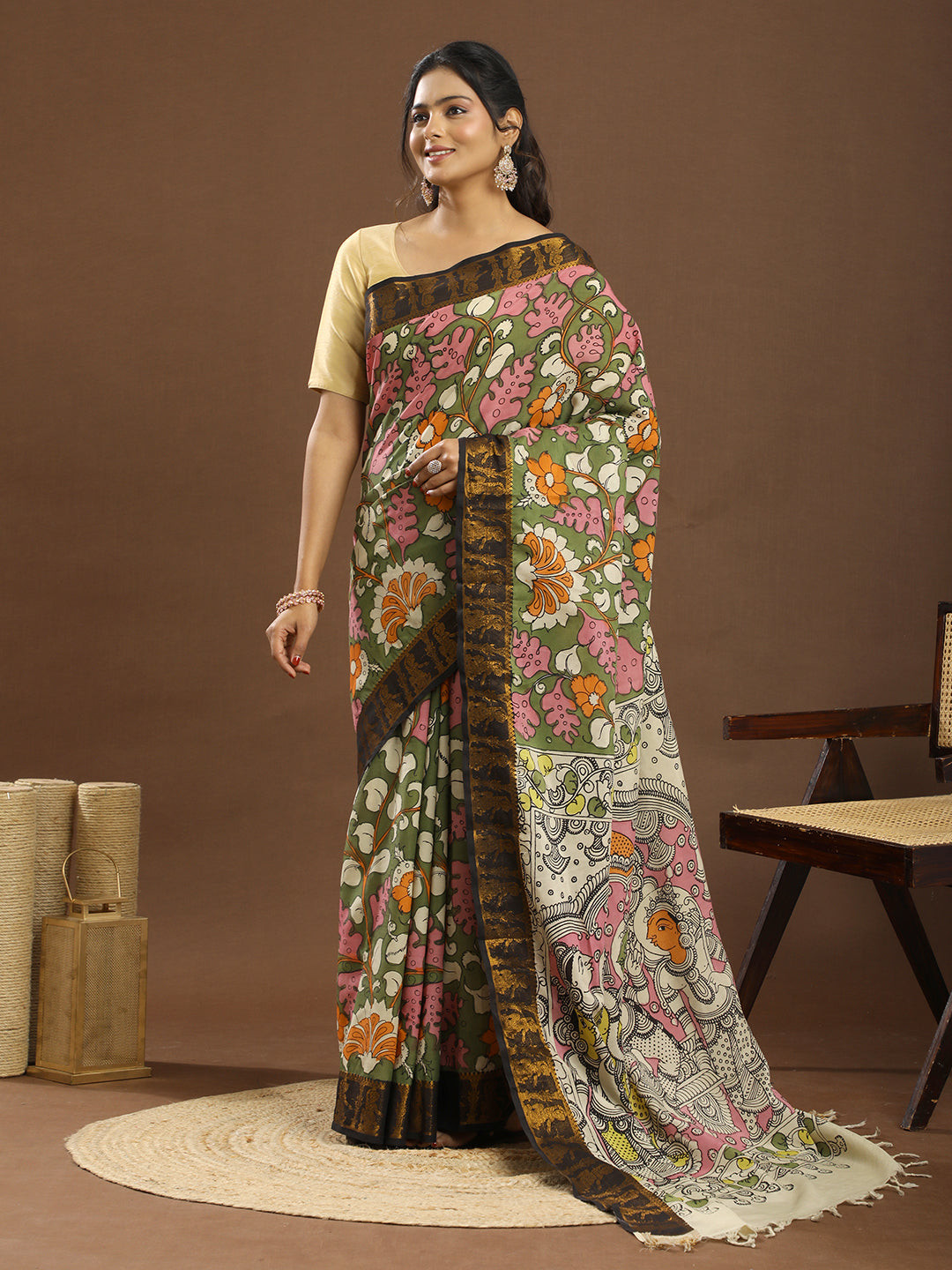 Pushp Multicolored Kalamkari Saree