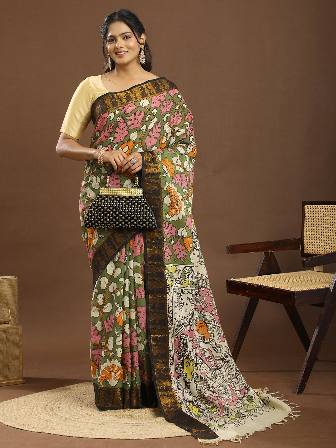 Pushp Multicolored Kalamkari Saree
