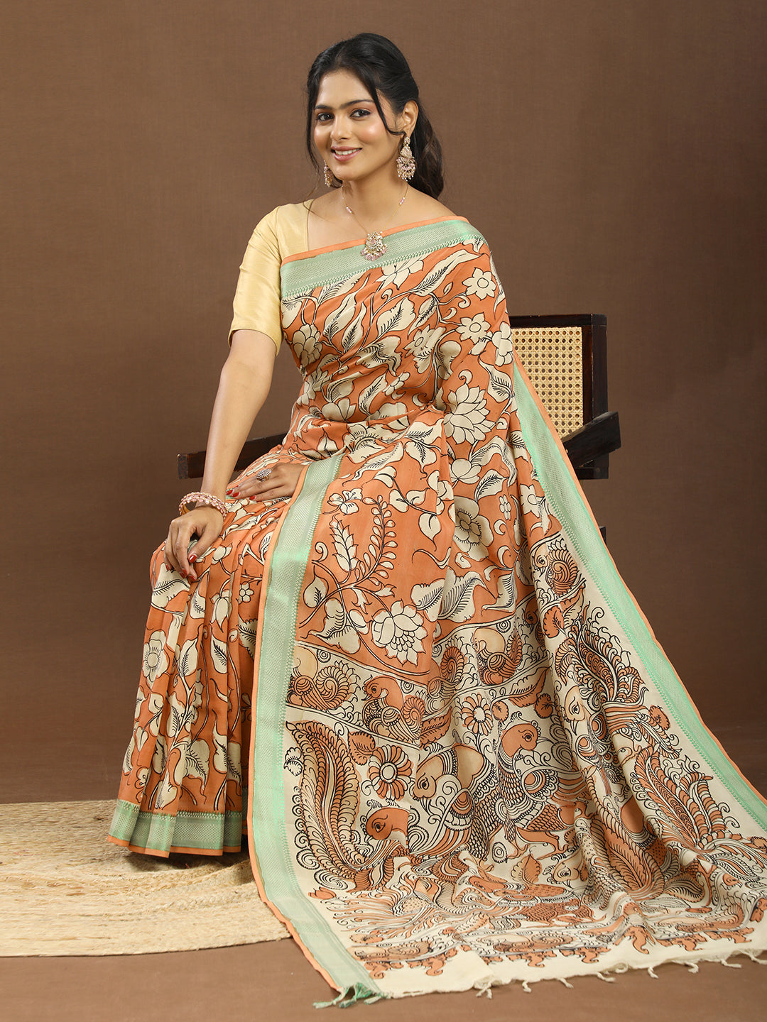 Pushp Multicolored Kalamkari Saree
