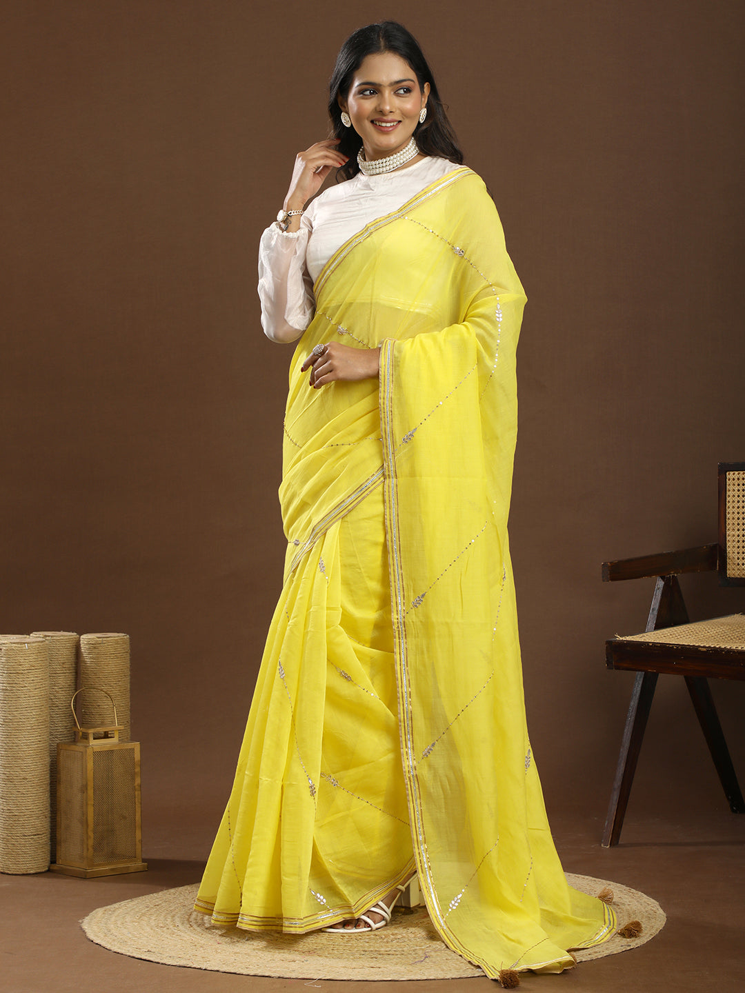 Sitara Yellow Gota Patti Saree