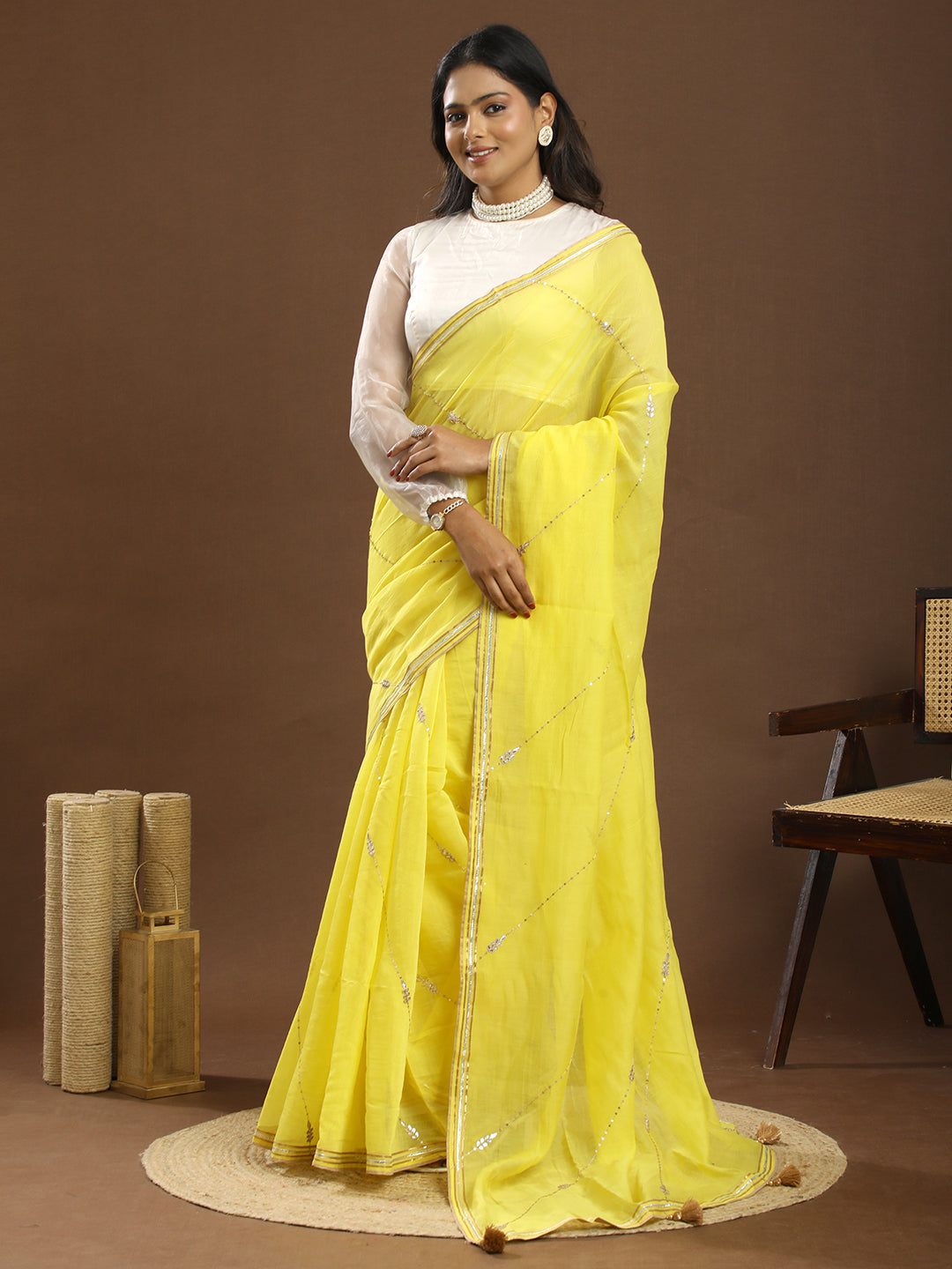 Sitara Yellow Gota Patti Saree