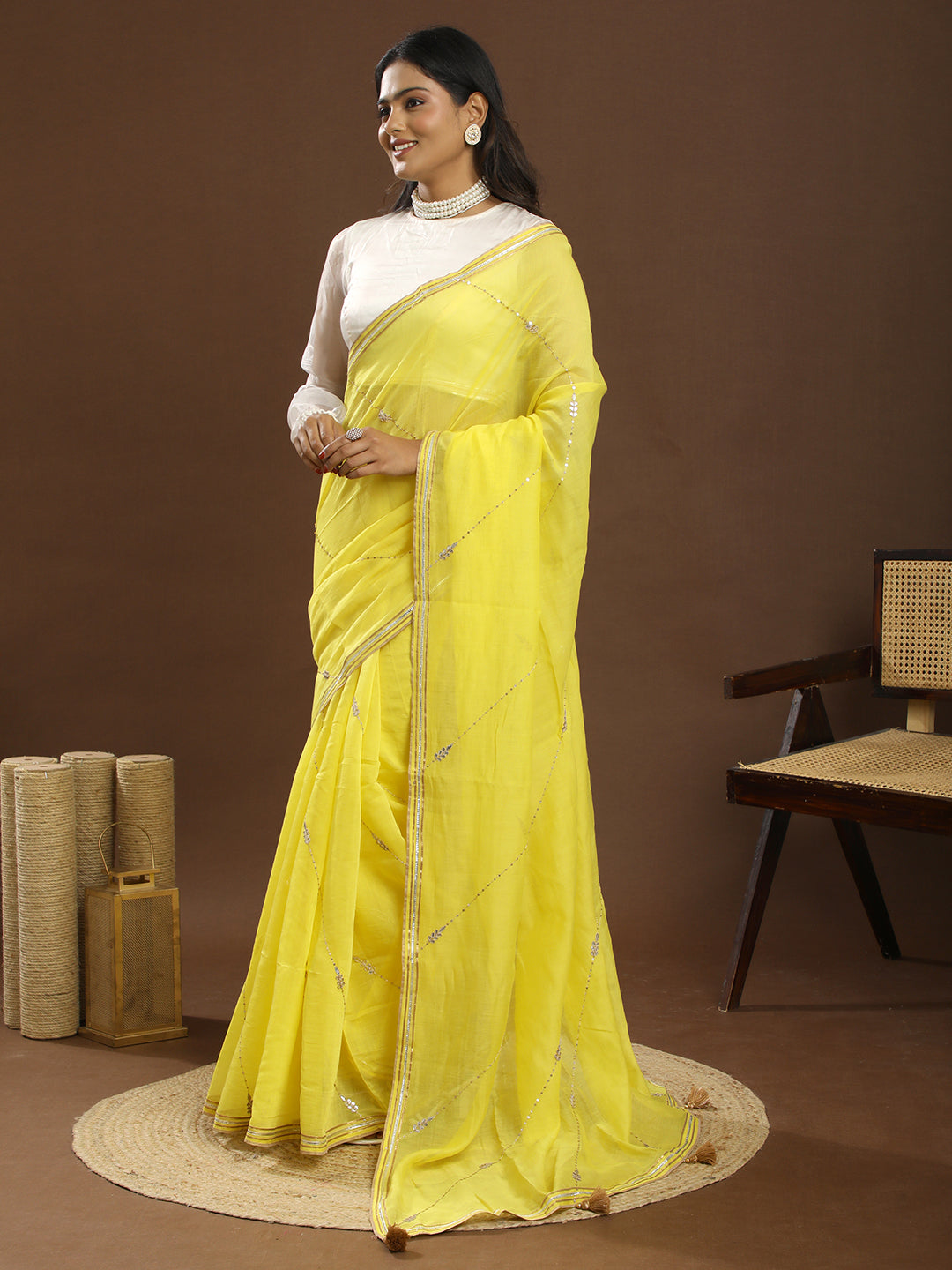 Sitara Yellow Gota Patti Saree