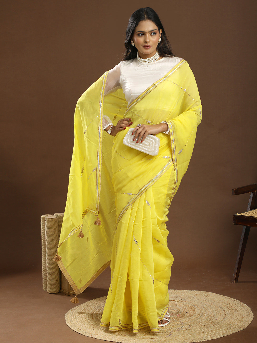 Sitara Yellow Gota Patti Saree