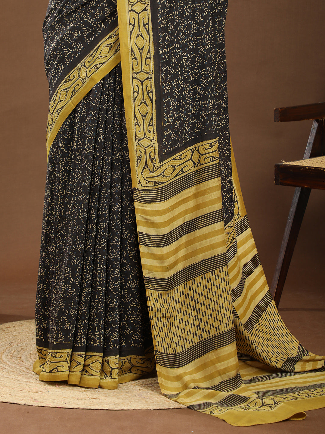 Karmakari Multicolored Ajrakh Saree