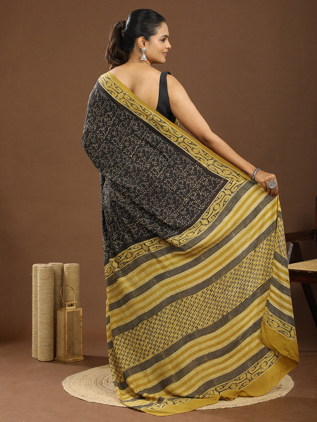 Karmakari Multicolored Ajrakh Saree