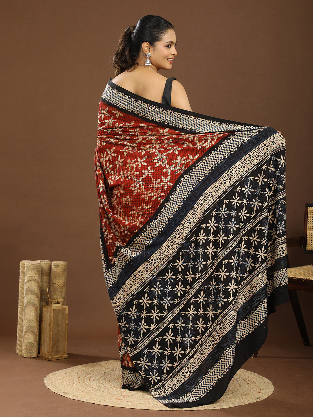 Karmakari Multicolored Ajrakh Saree
