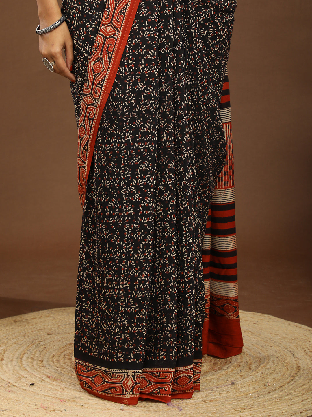 Karmakari Multicolored Ajrakh Saree