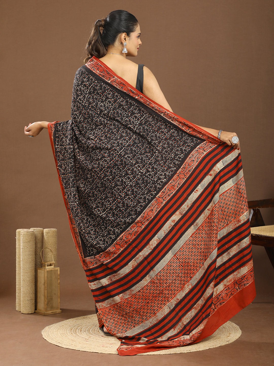 Karmakari Multicolored Ajrakh Saree