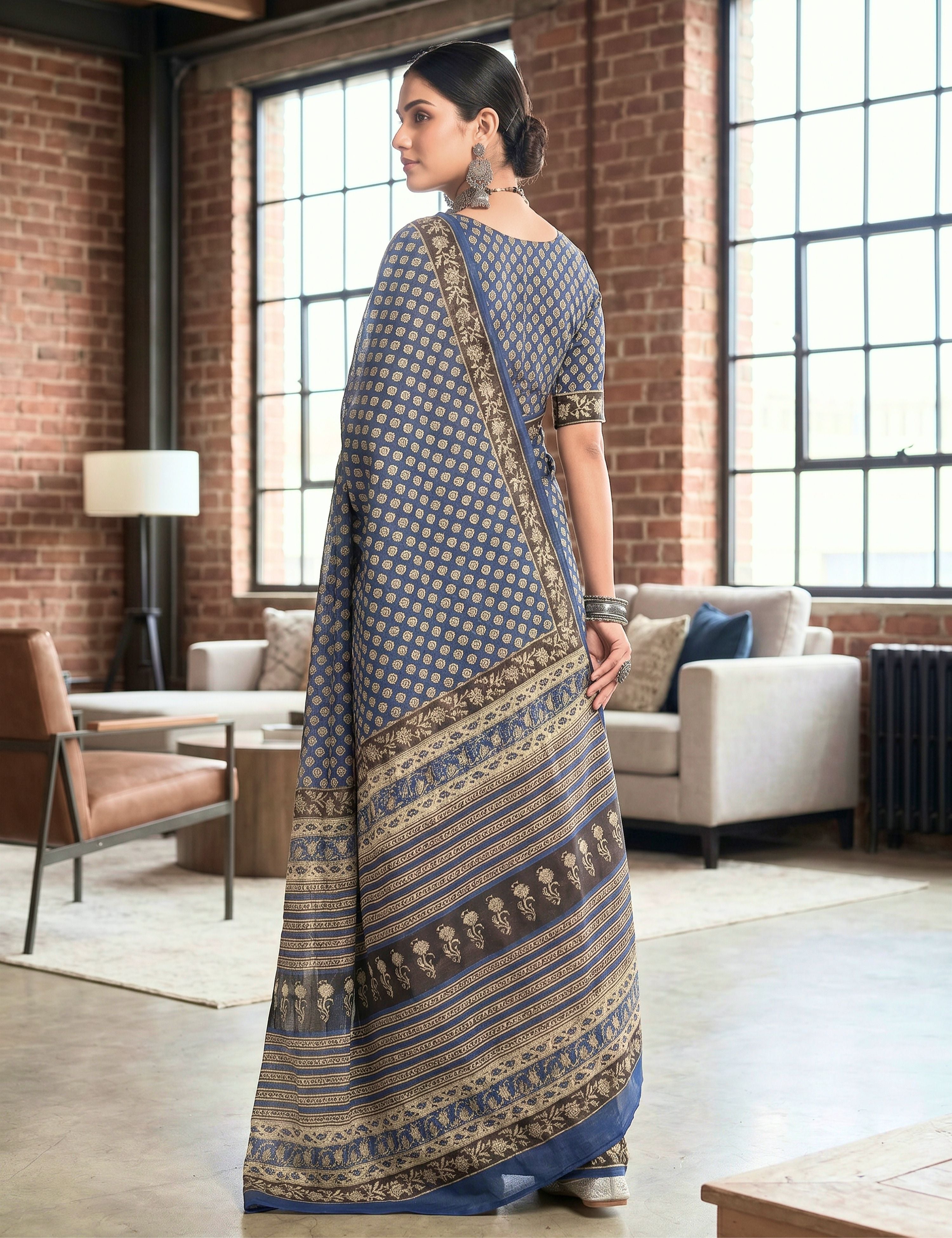 Chaya Indigo Bagru Saree