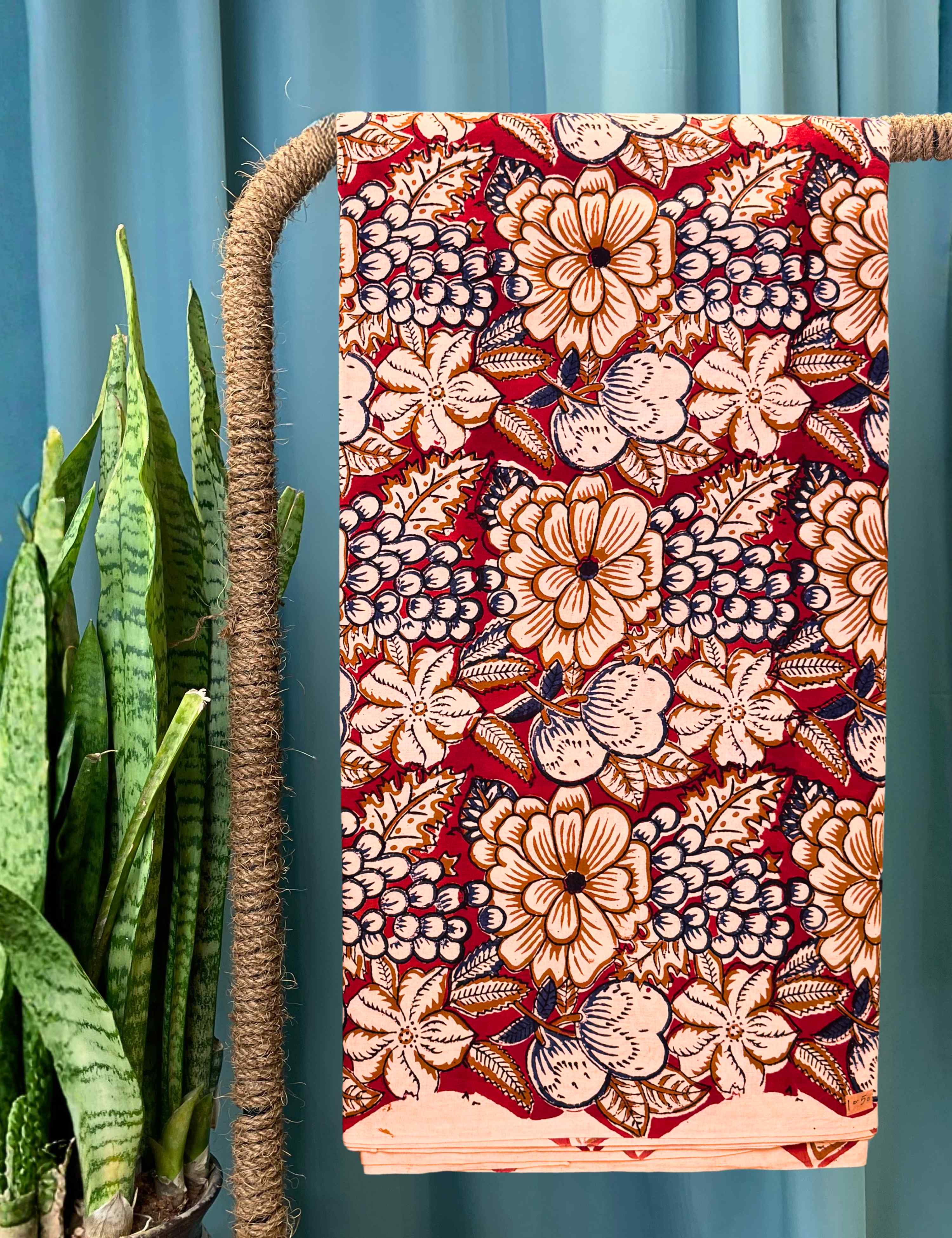 Maroon Sanganeri Fabric