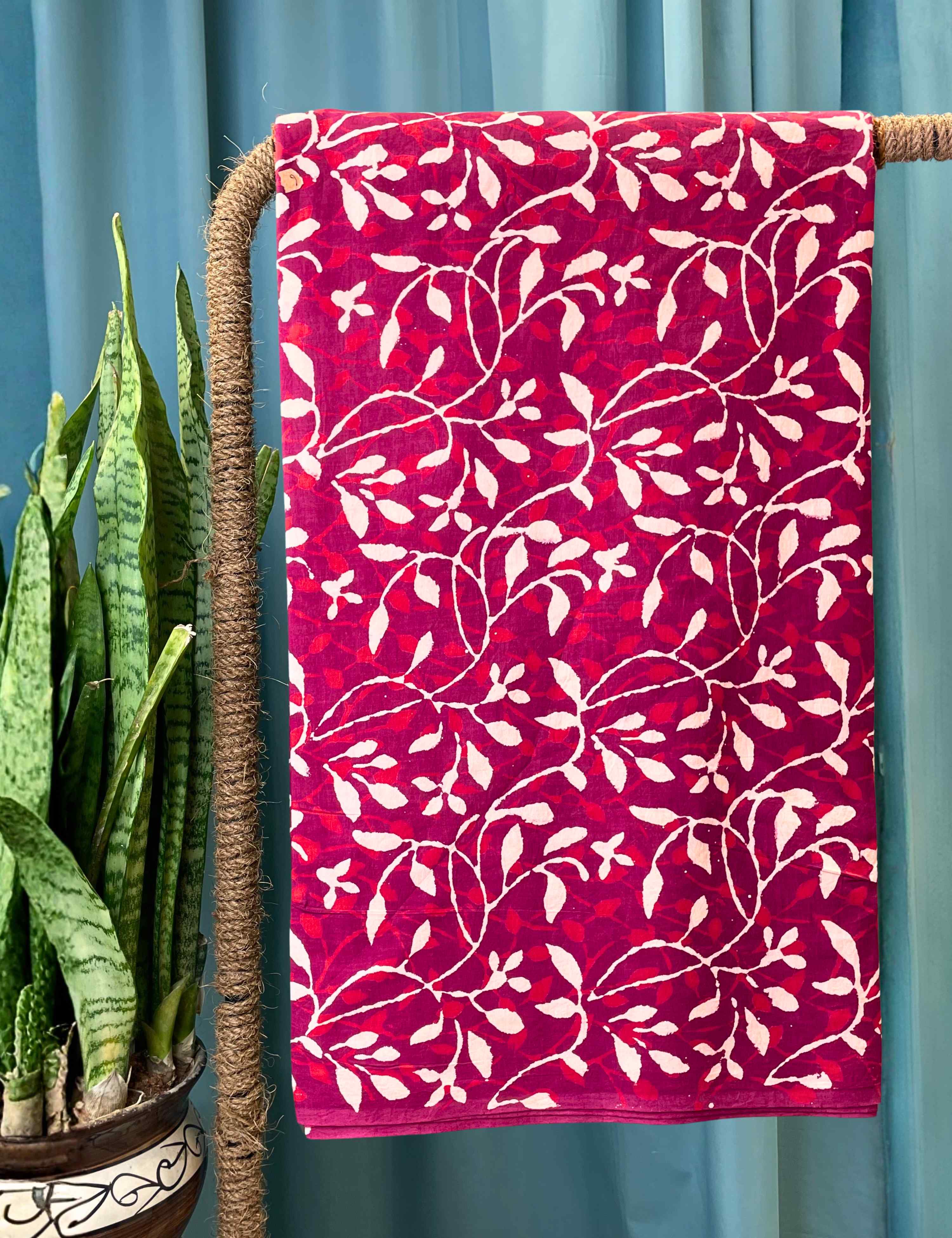 Plum Bagru Fabric