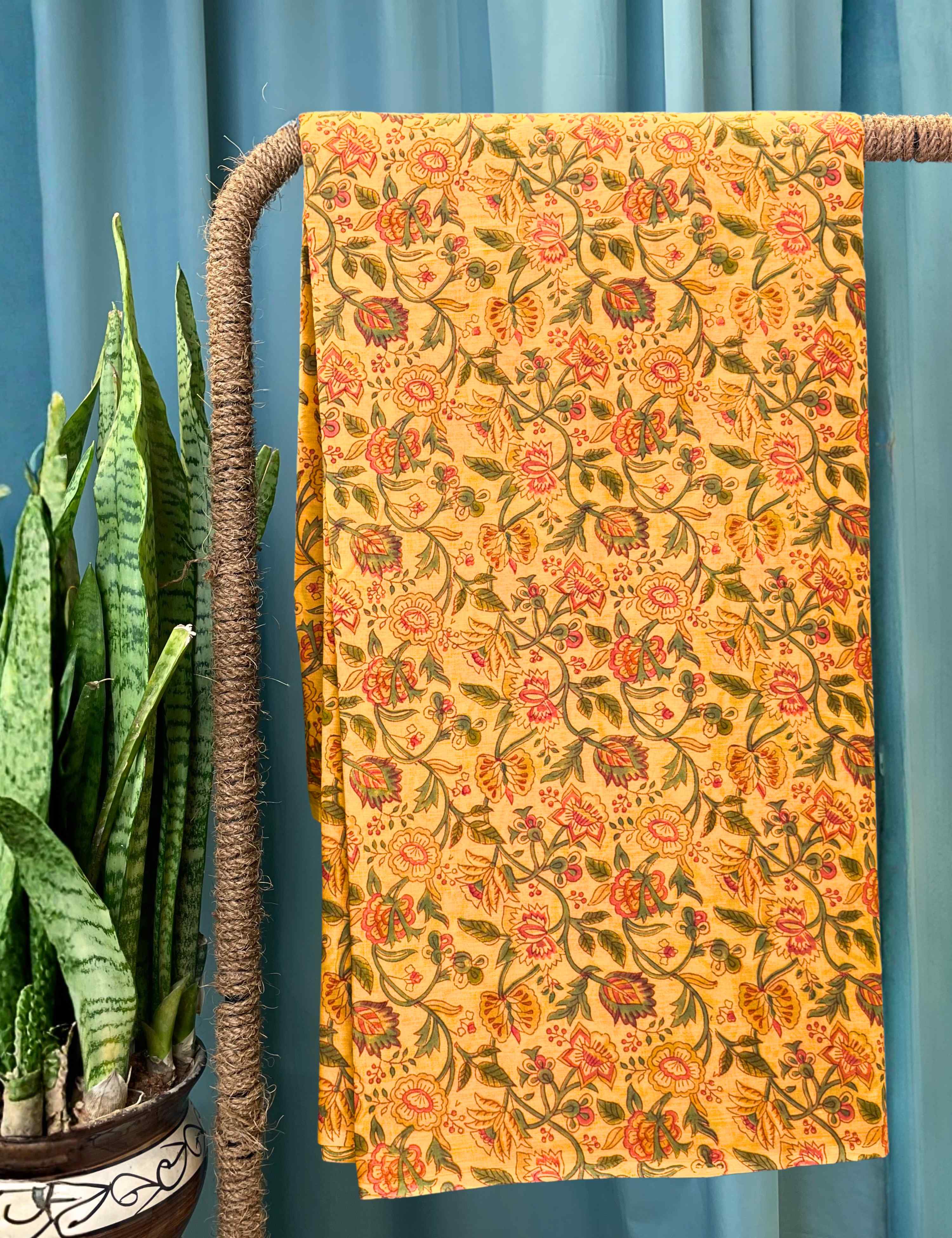Yellow Sanganeri Fabric