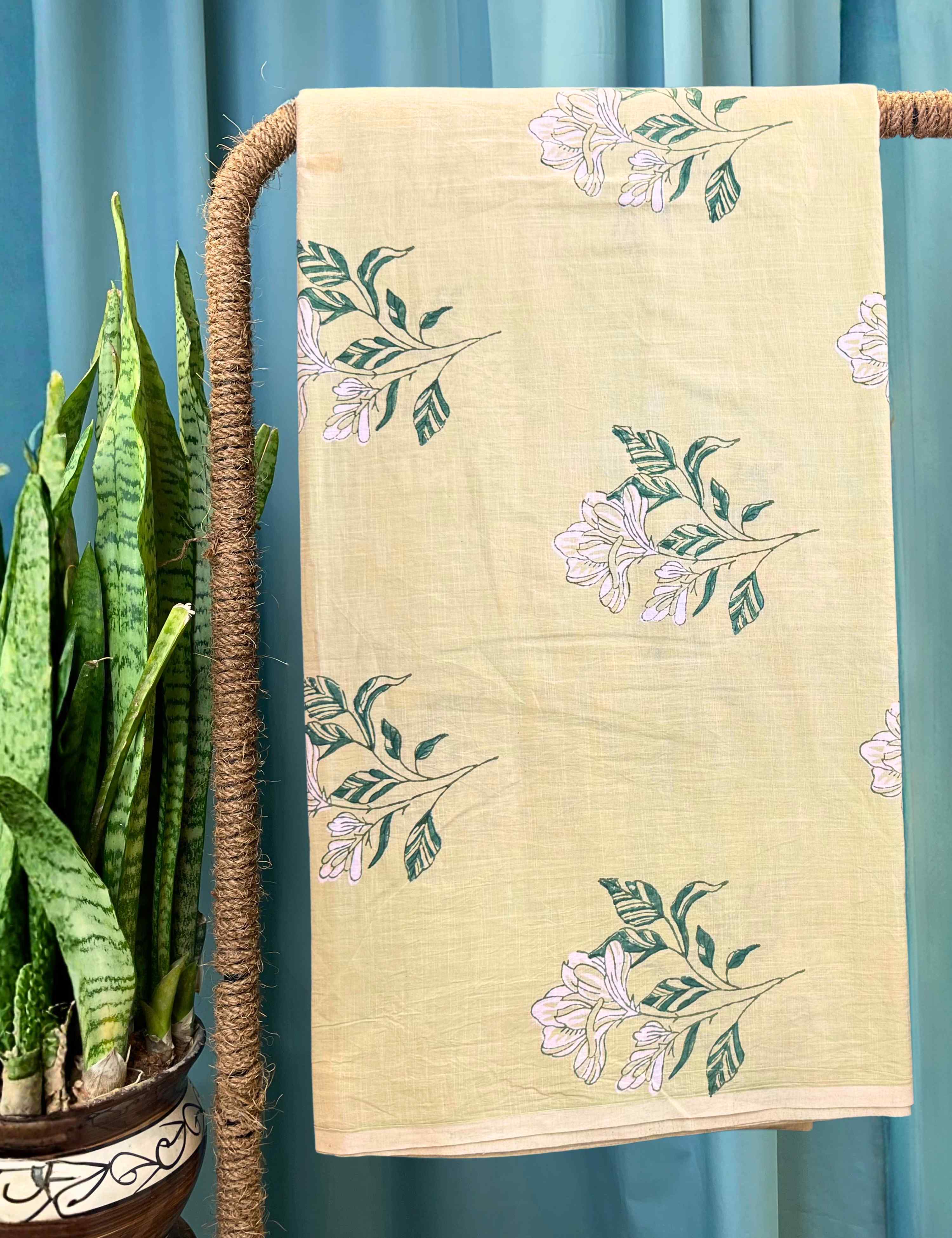 Limegreen Sanganeri Fabric