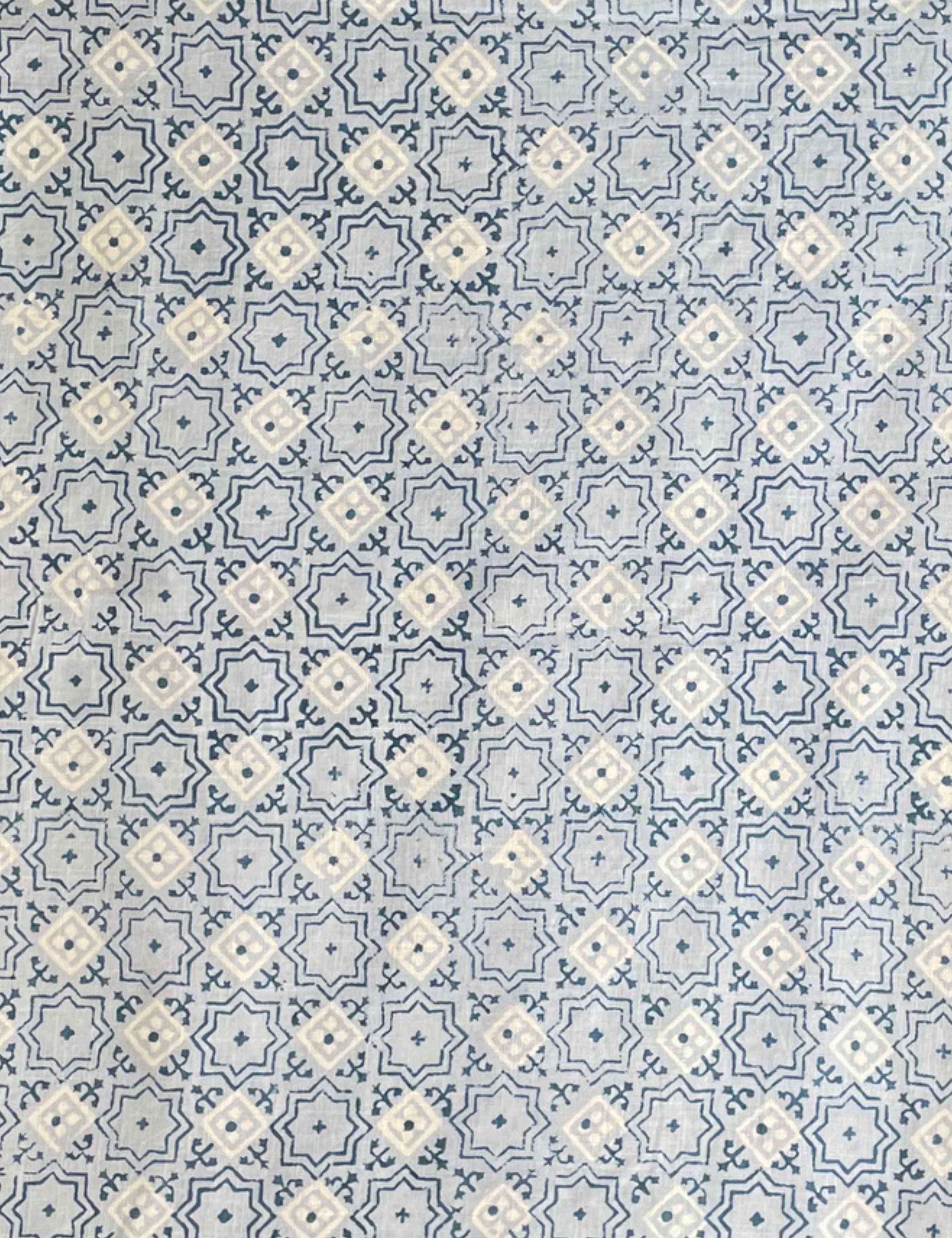 Powder Blue Bagru Fabric