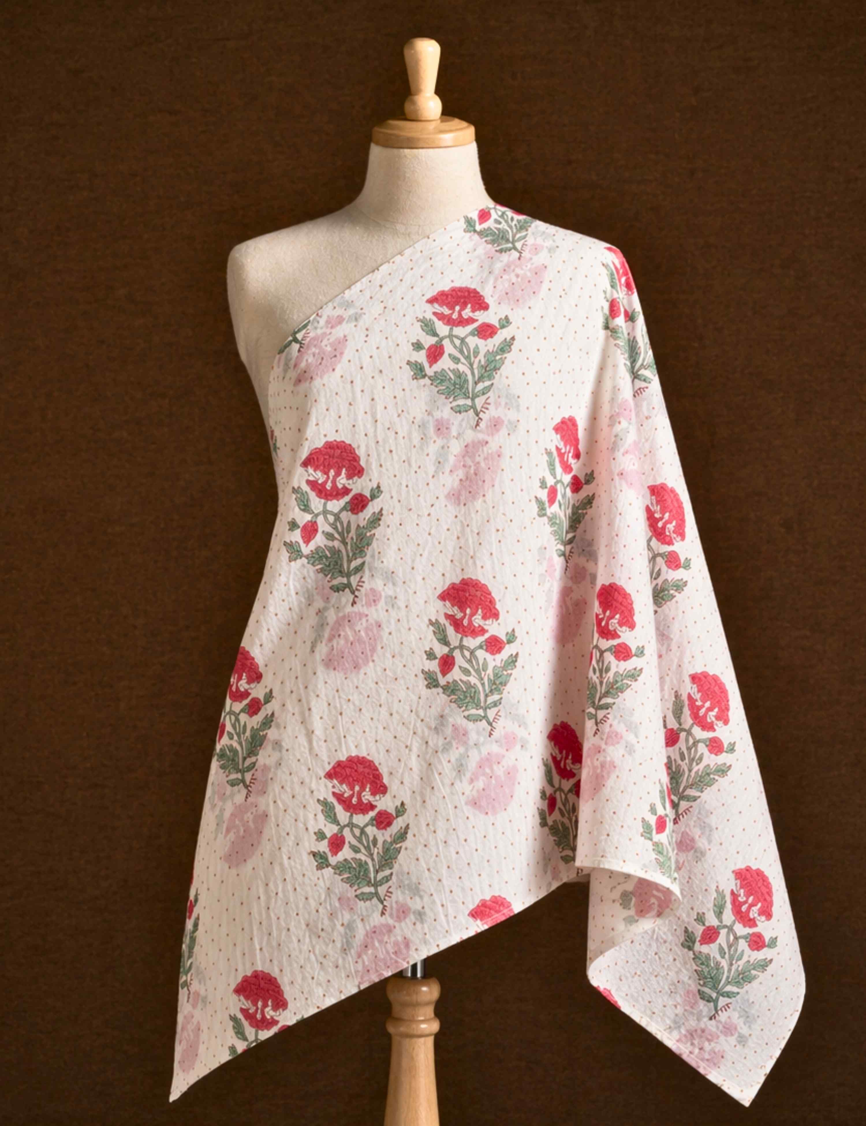 White Sanganeri Fabric