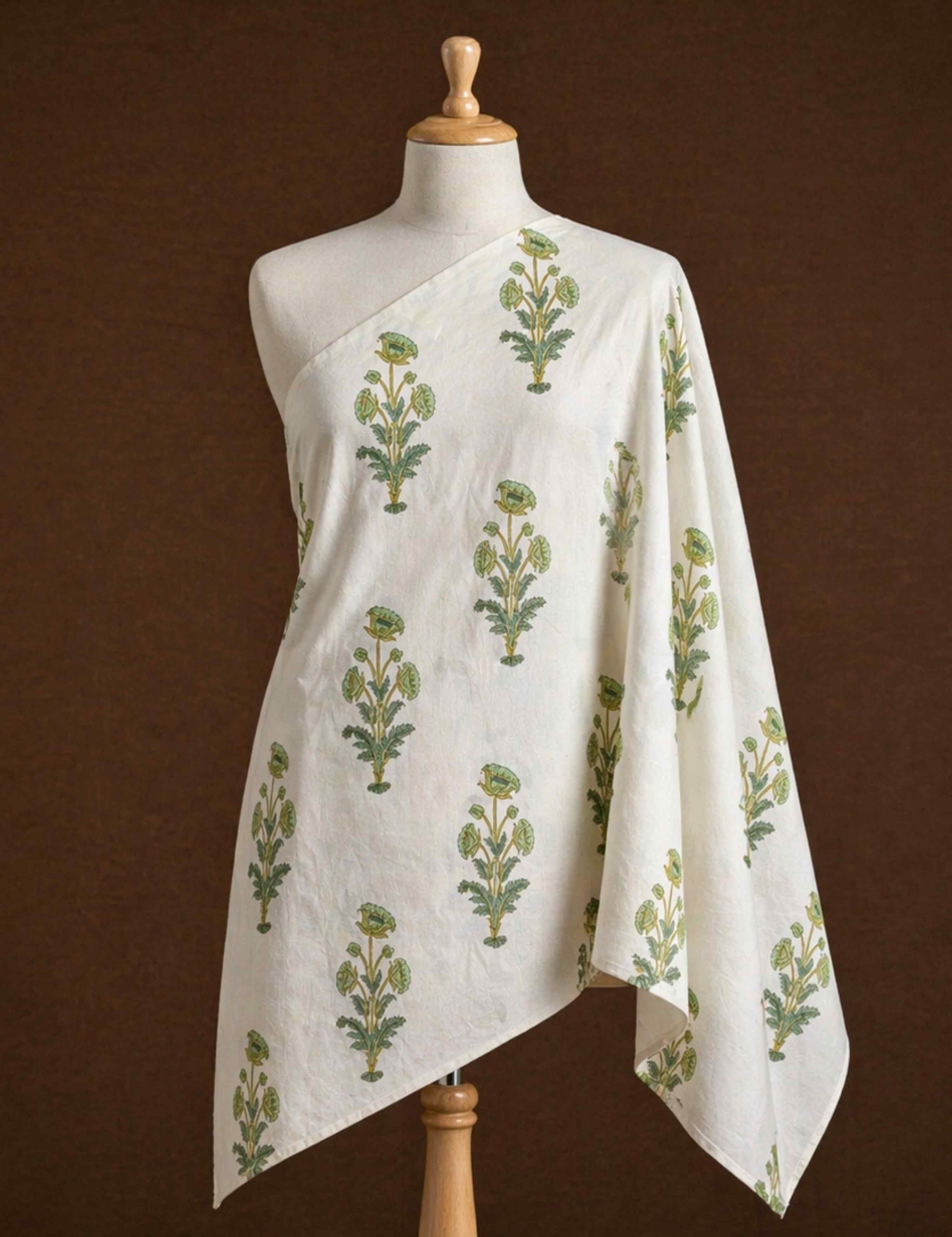 White Sanganeri Fabric
