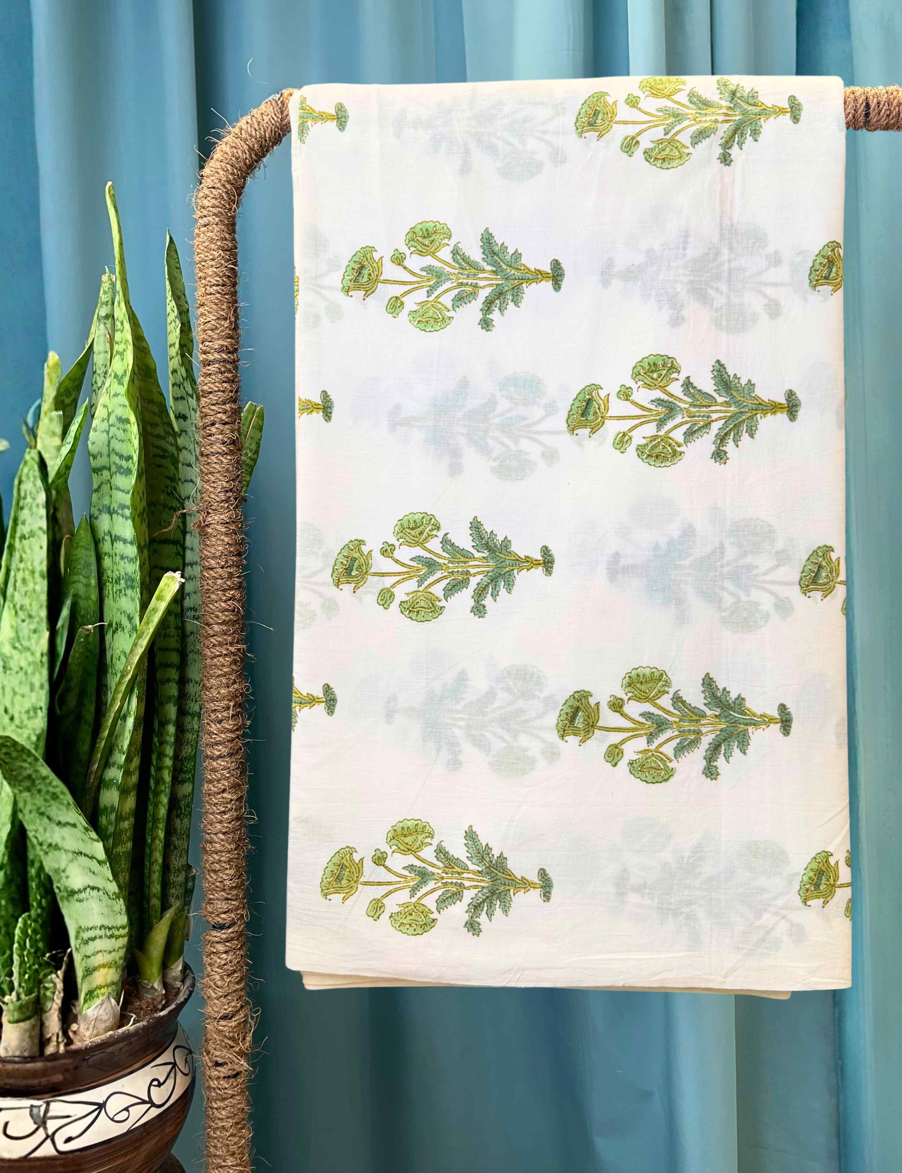 White Sanganeri Fabric