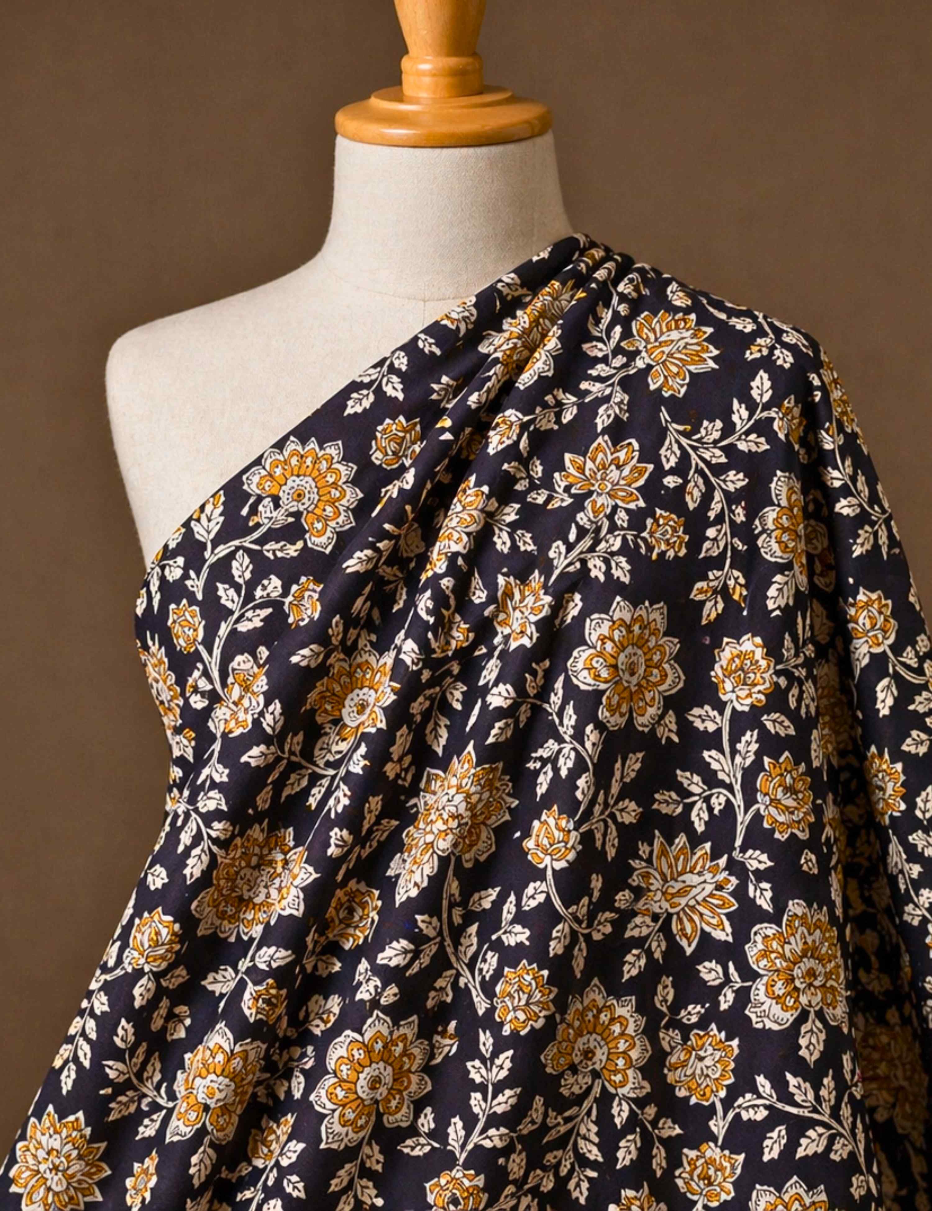 Black Sanganeri Fabric