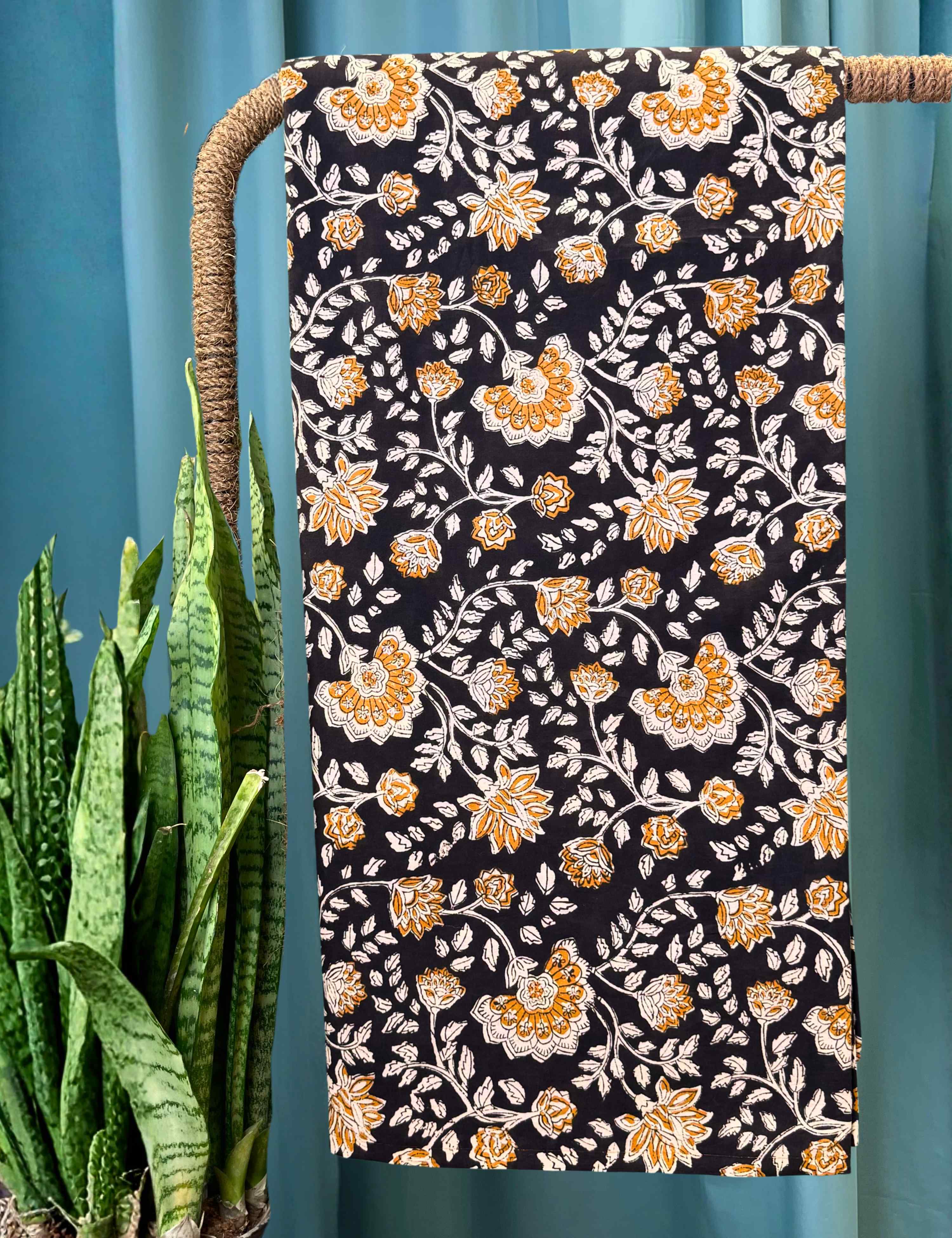 Black Sanganeri Fabric