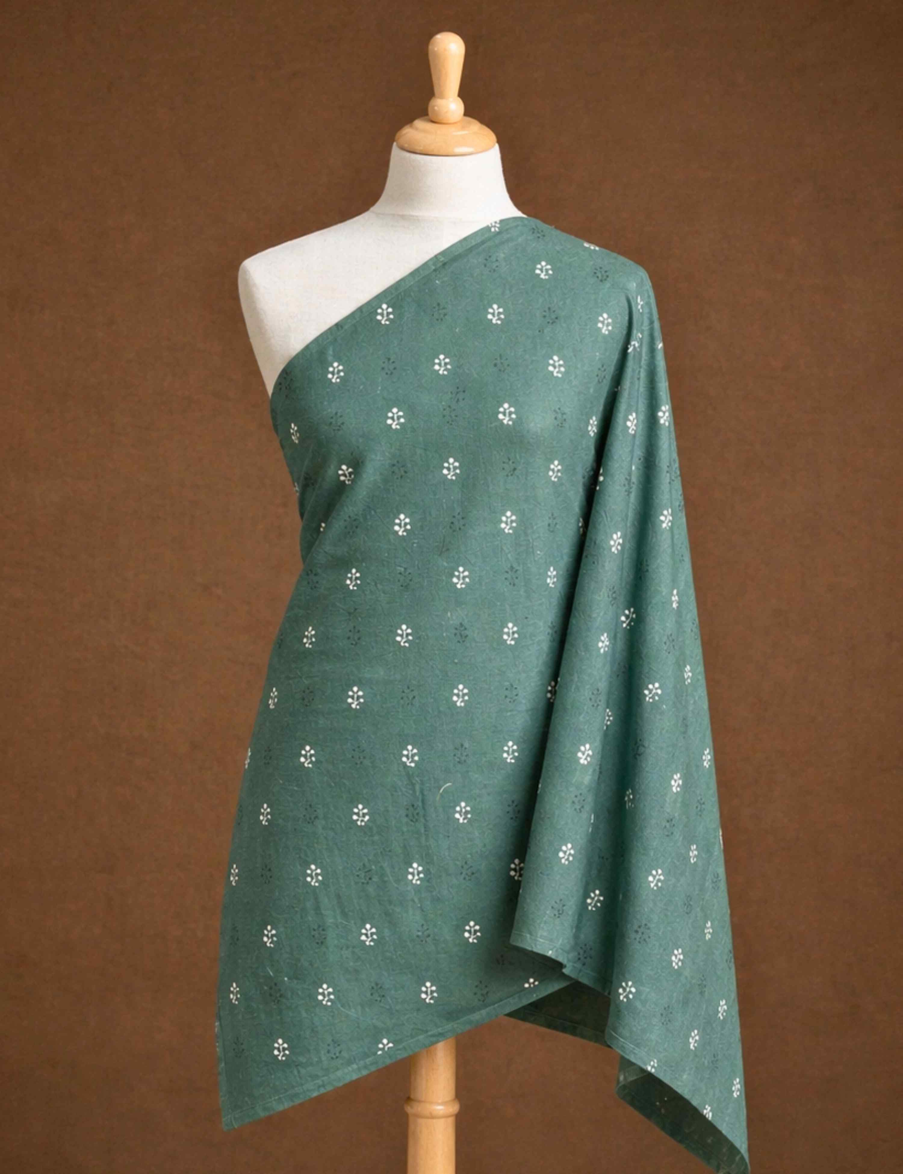 Dark Green Bagru Fabric