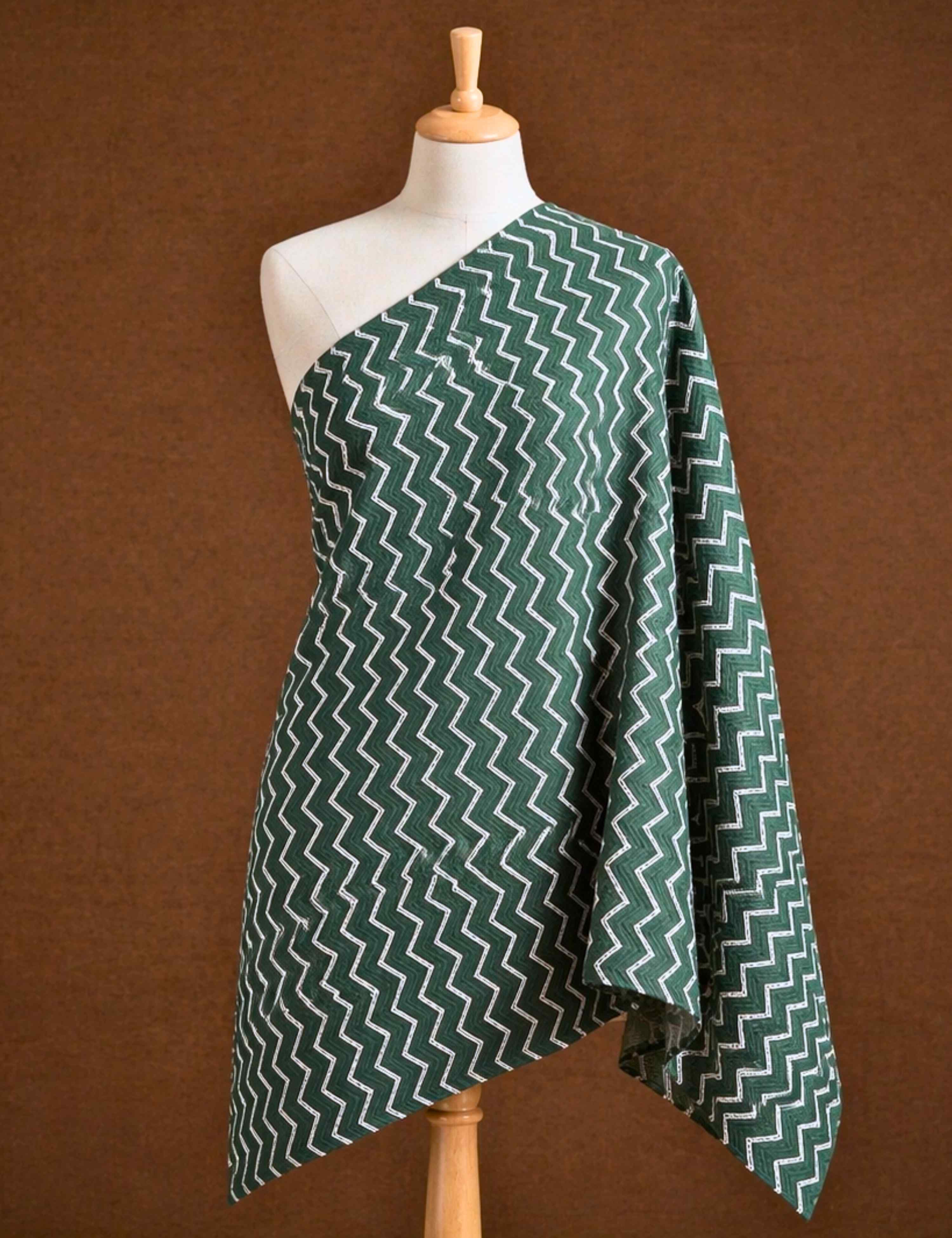Dark Green Bagru Fabric