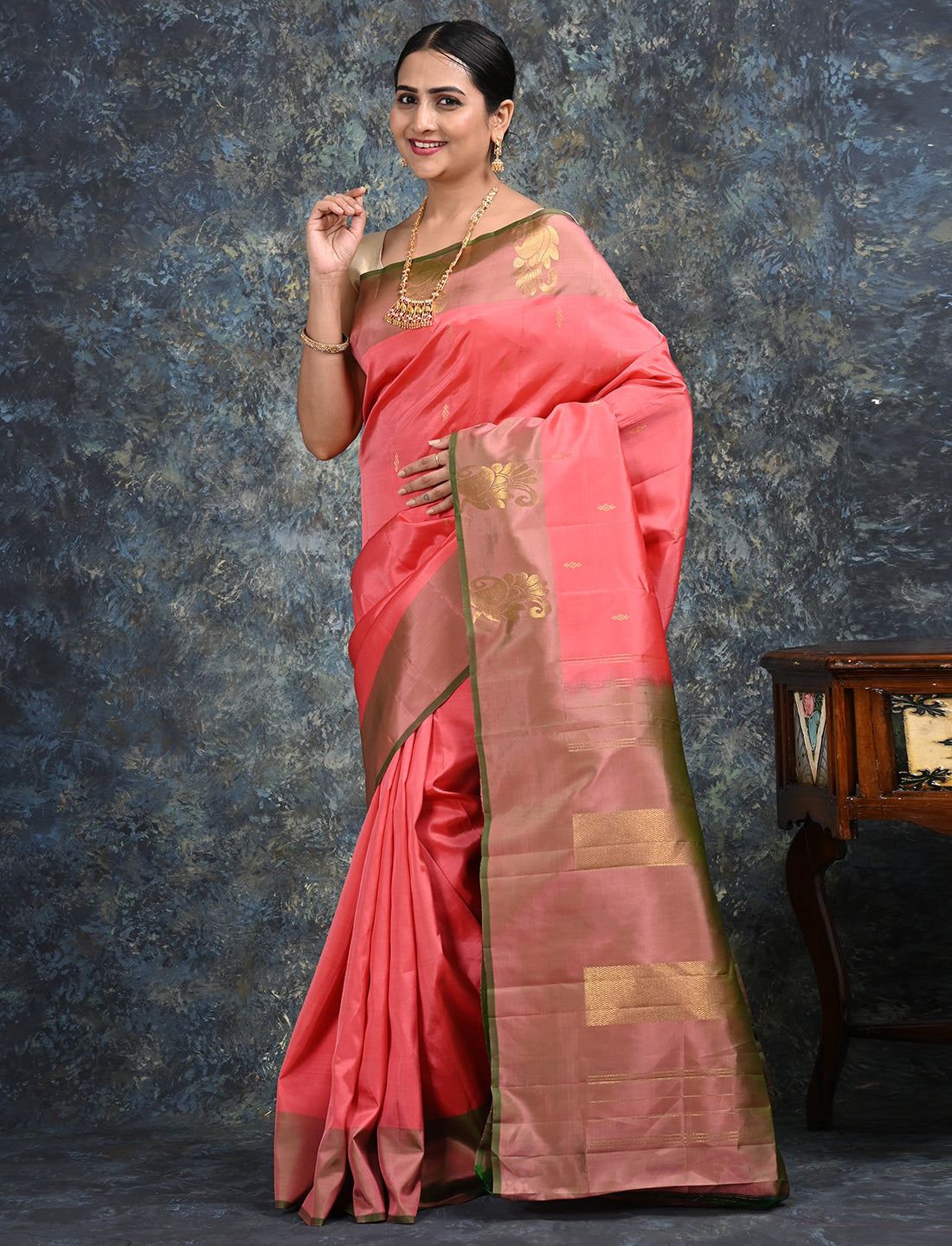 Sarika Coral Kanjeevaram Saree