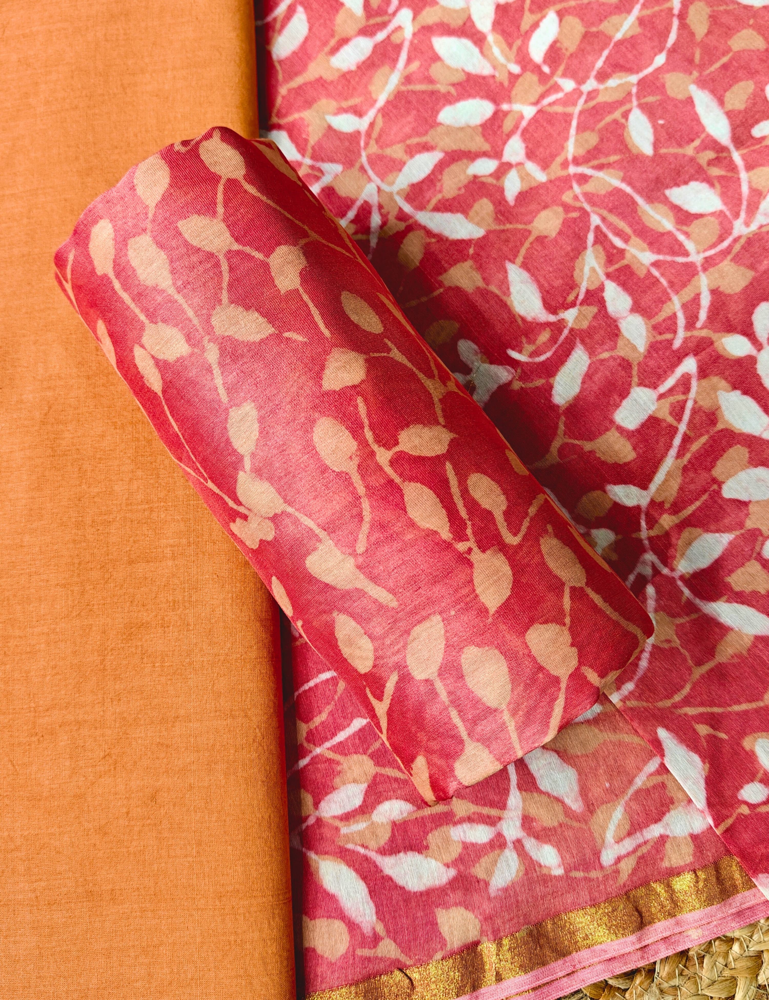 Chitra dusty-pink Bagru Dress Material