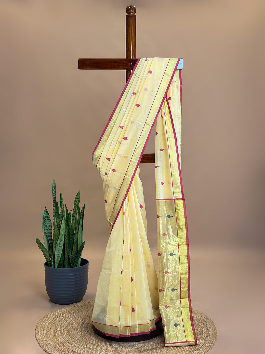 Patta Yellow Venkatagiri Saree