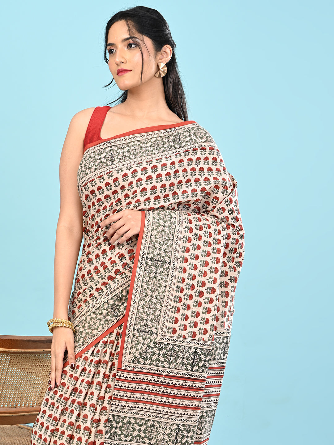 Chaap Multicolor Bagru Saree