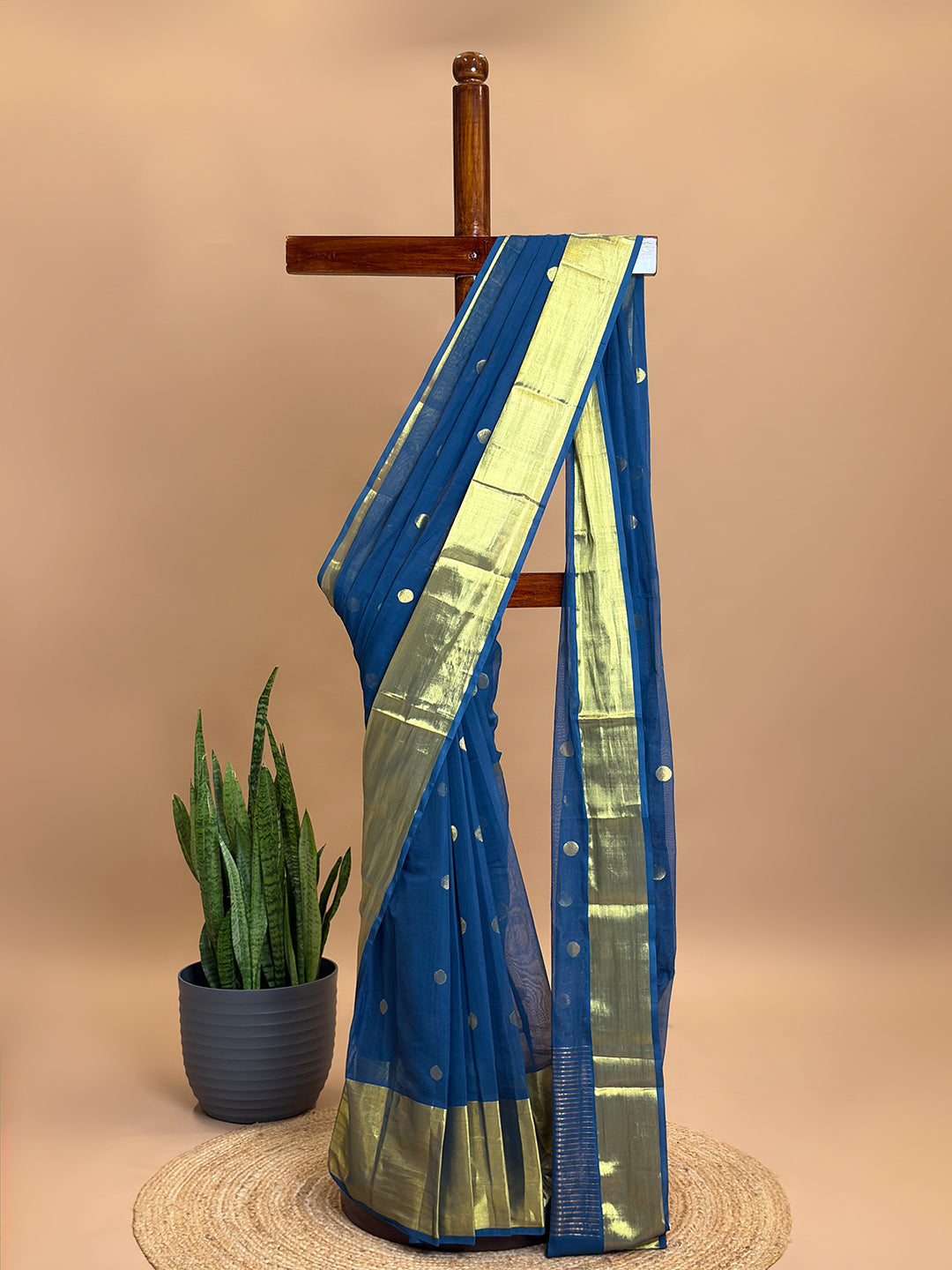 Polka Teal Venkatagiri Saree