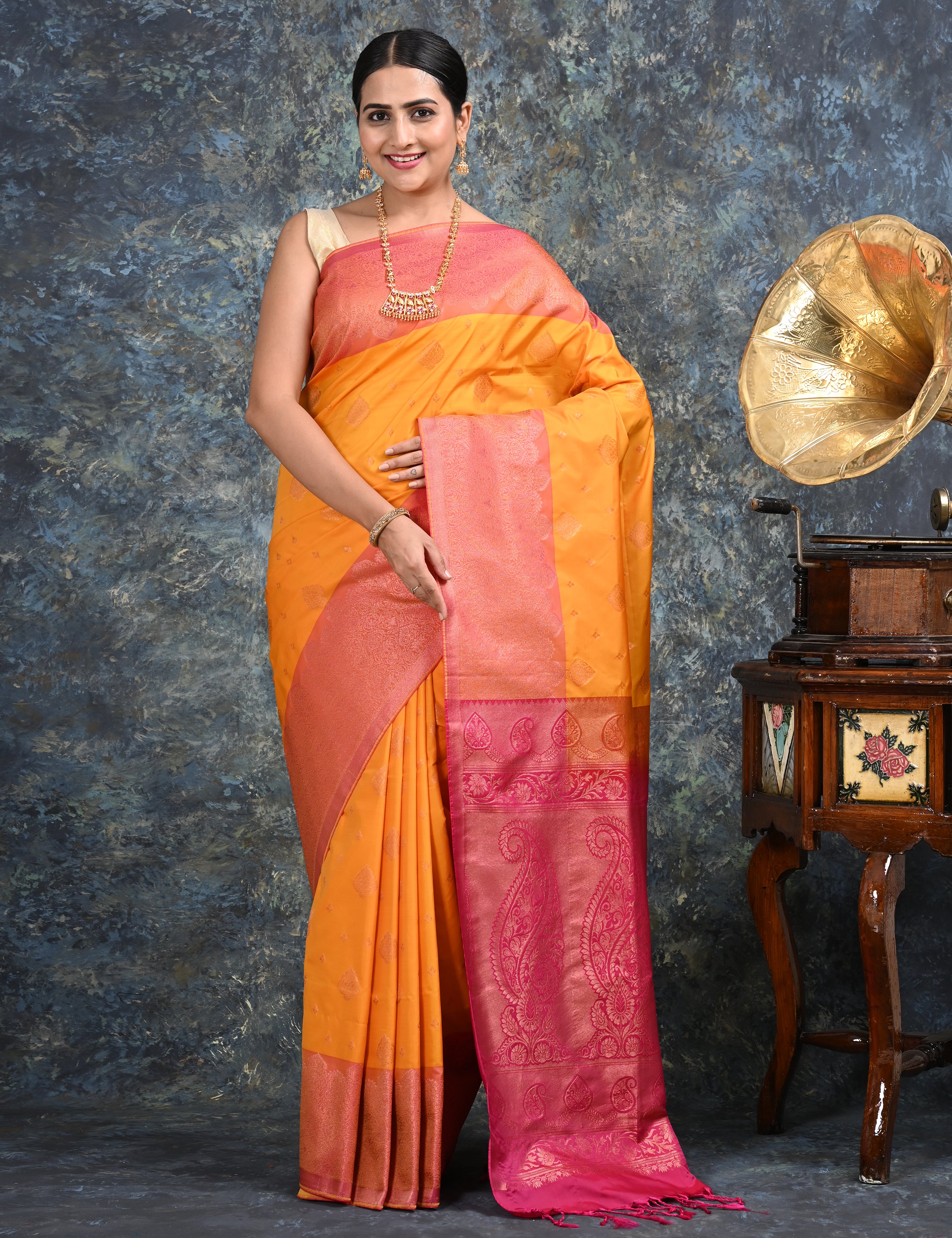 Anandya Yellow Soft Semi Silk Saree