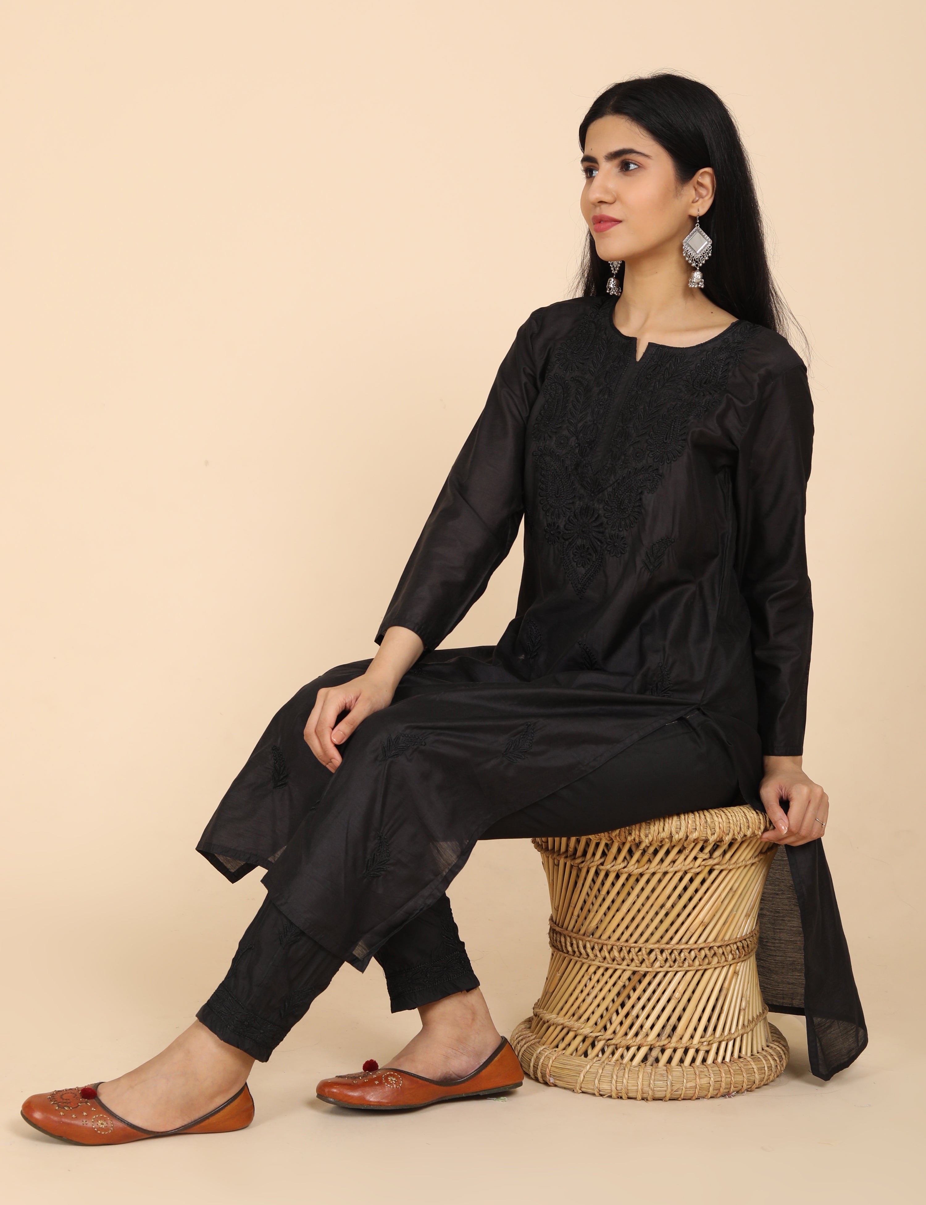 Jashn Black Chikankari Kurta Set