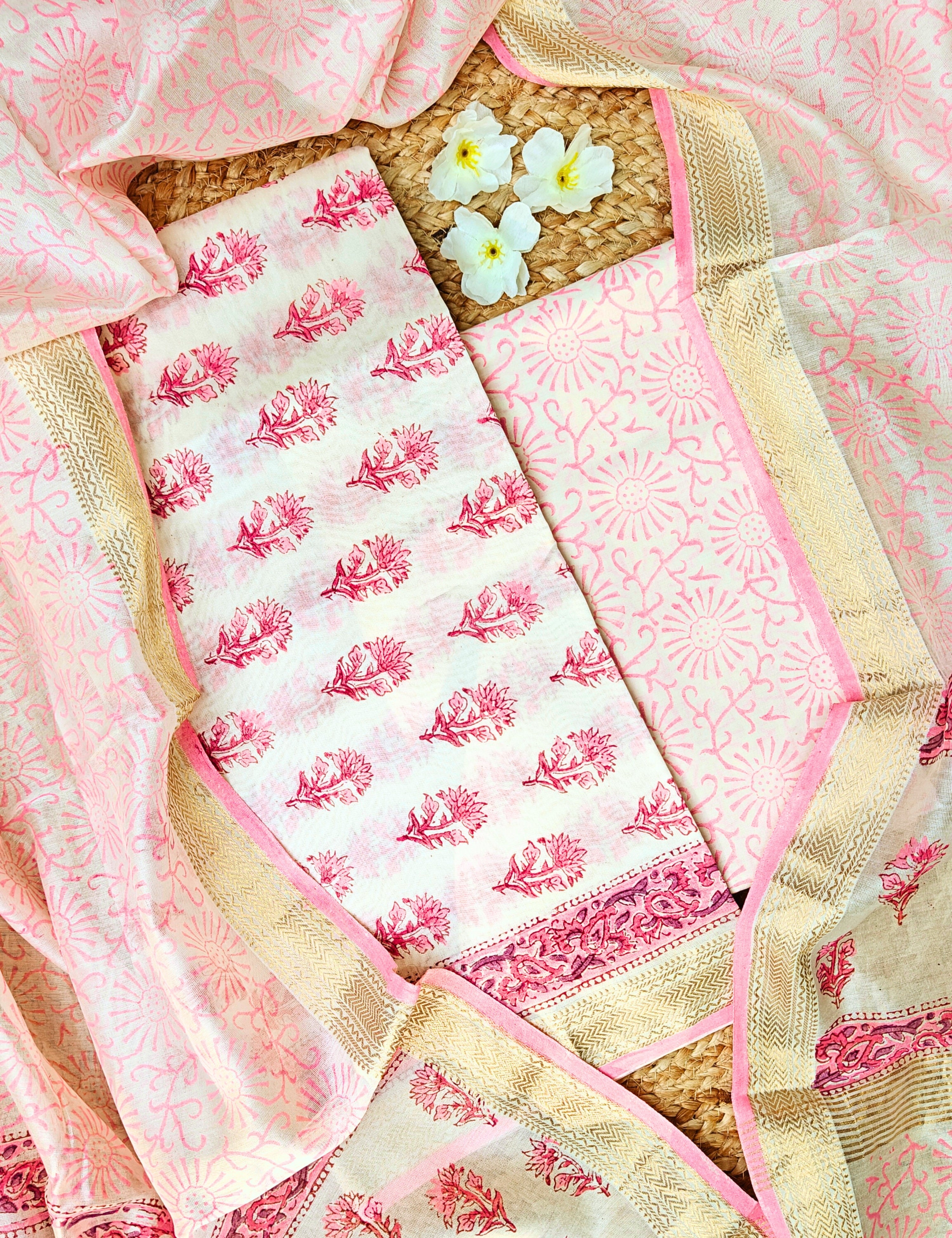 Maati Off-white Bagru Dress Material