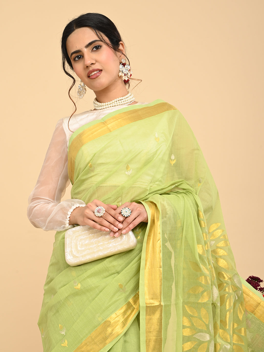 Kamdhenu Limegreen Venkatagiri Saree