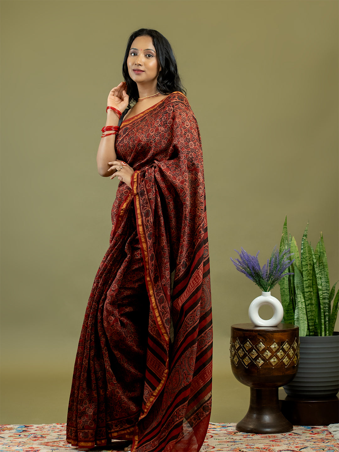 Raktika Red Ajrakh Saree
