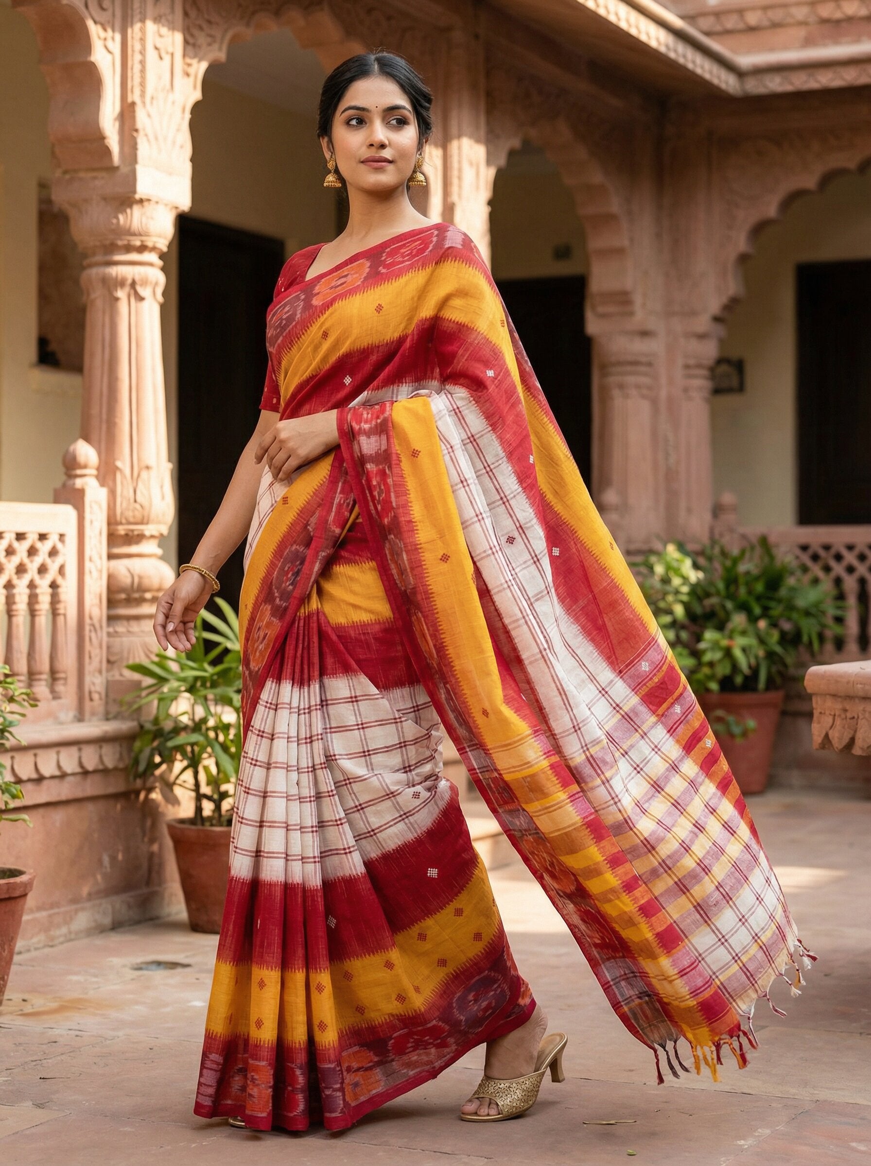 Durga White Dhaniakhali Saree