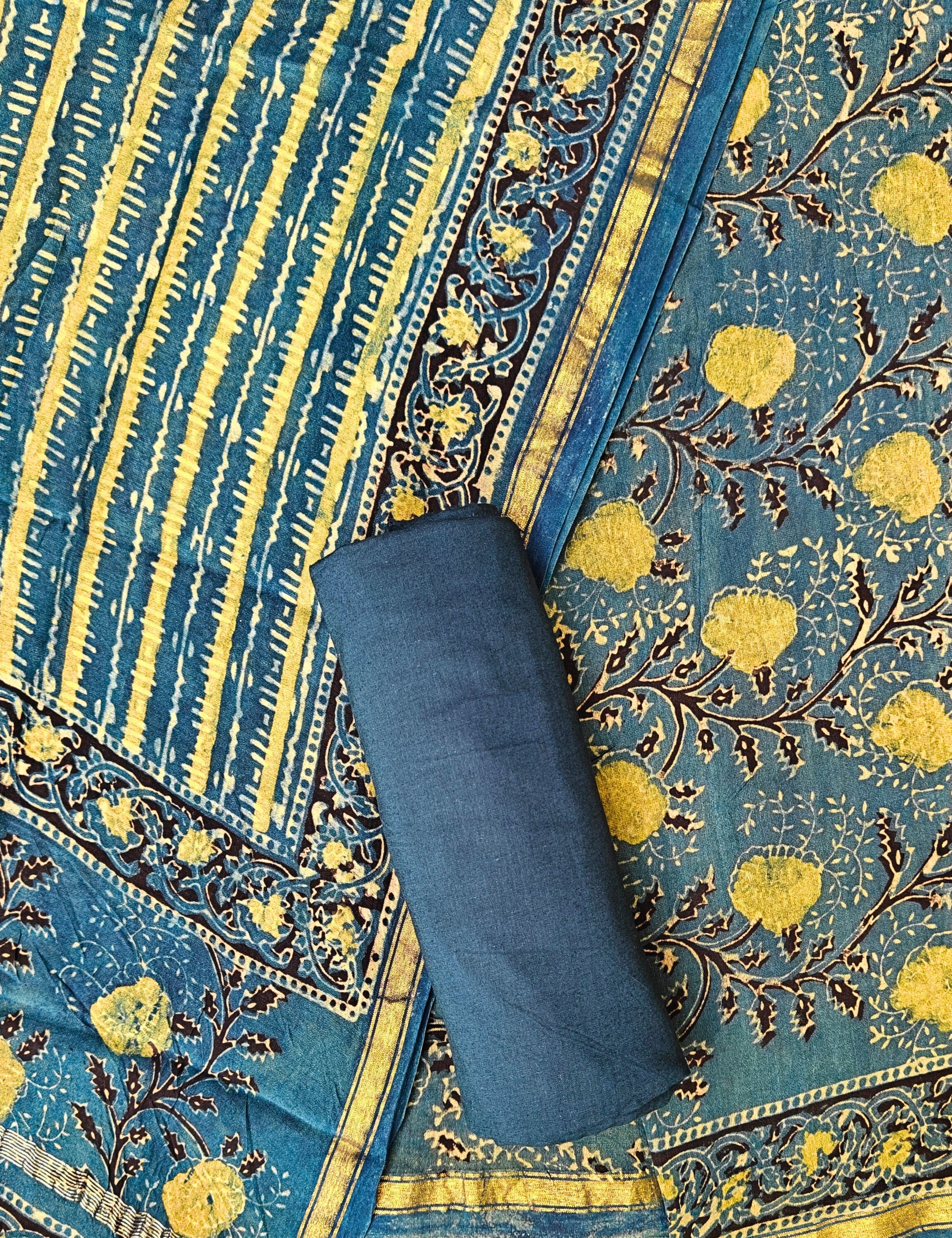 Chaap Indigo Ajrakh Dress Material