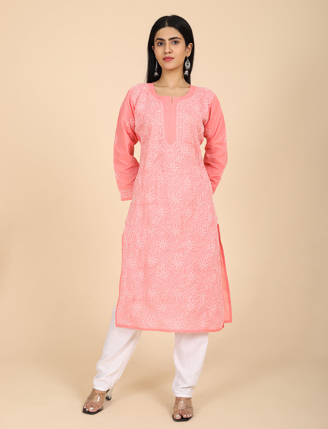 Shabika Pink Chikankari Kurta