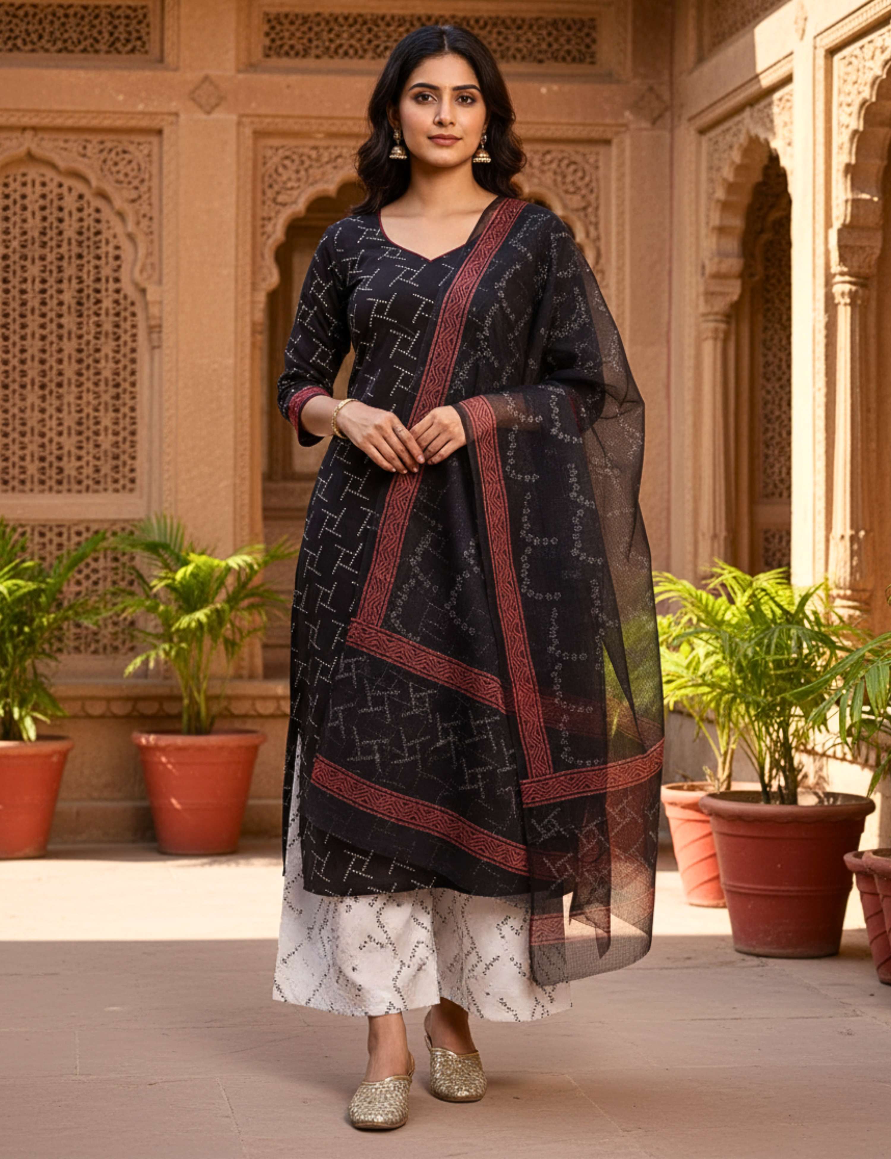 Shulba Black Bagru Dress Material