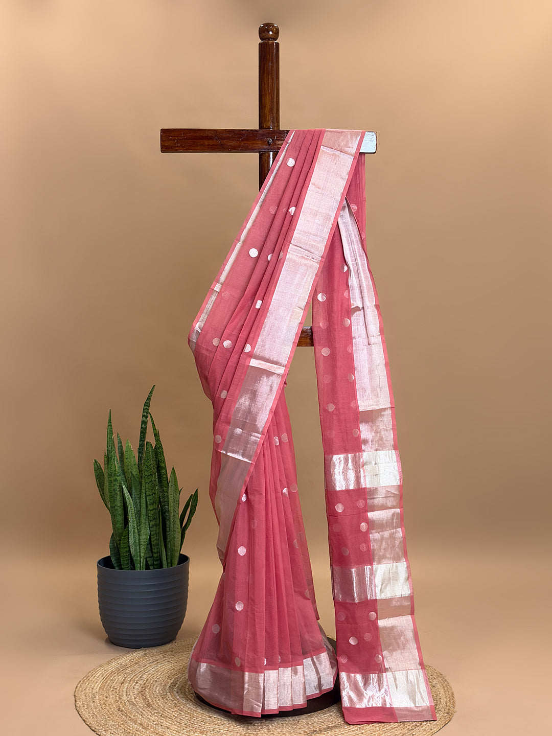 Polka Pink Venkatagiri Saree