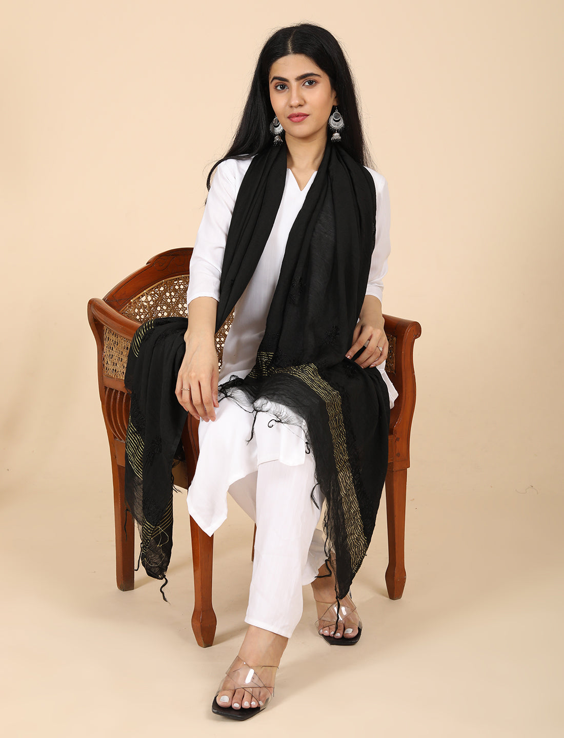 Noor Black Chikankari Dupatta