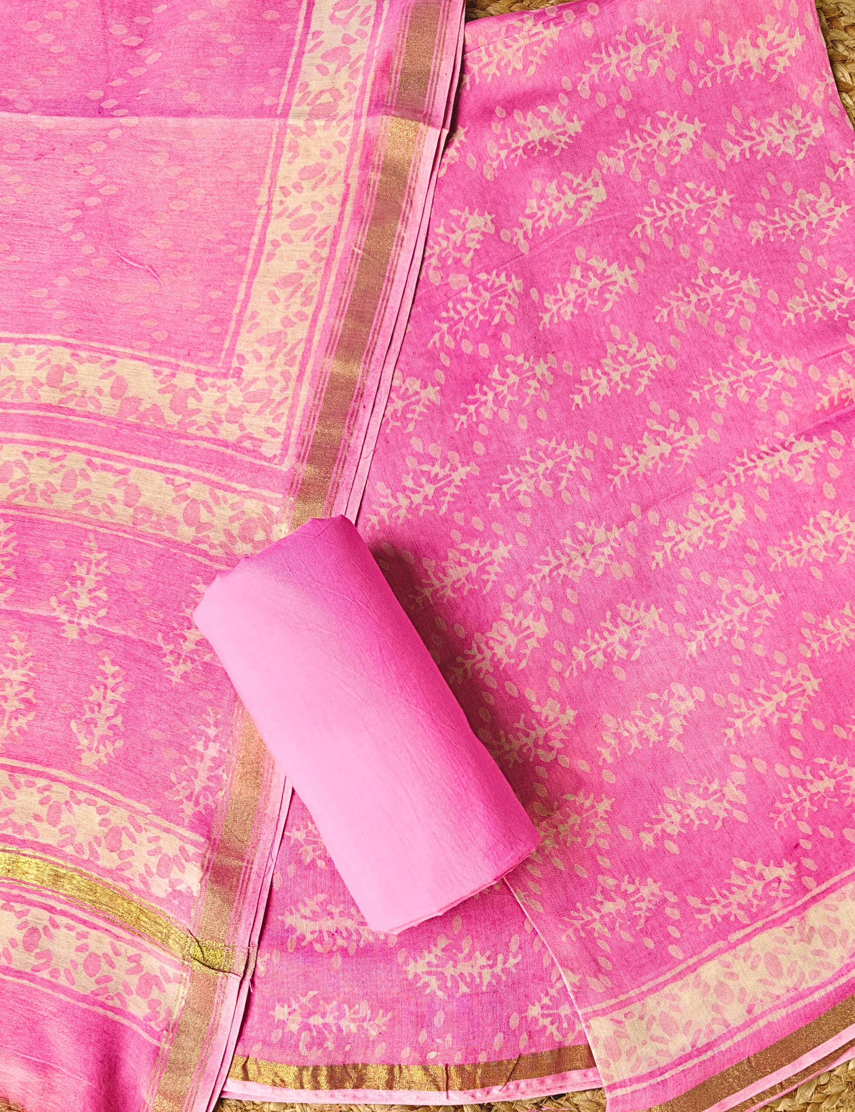 Chitra Lavender Bagru Dress Material