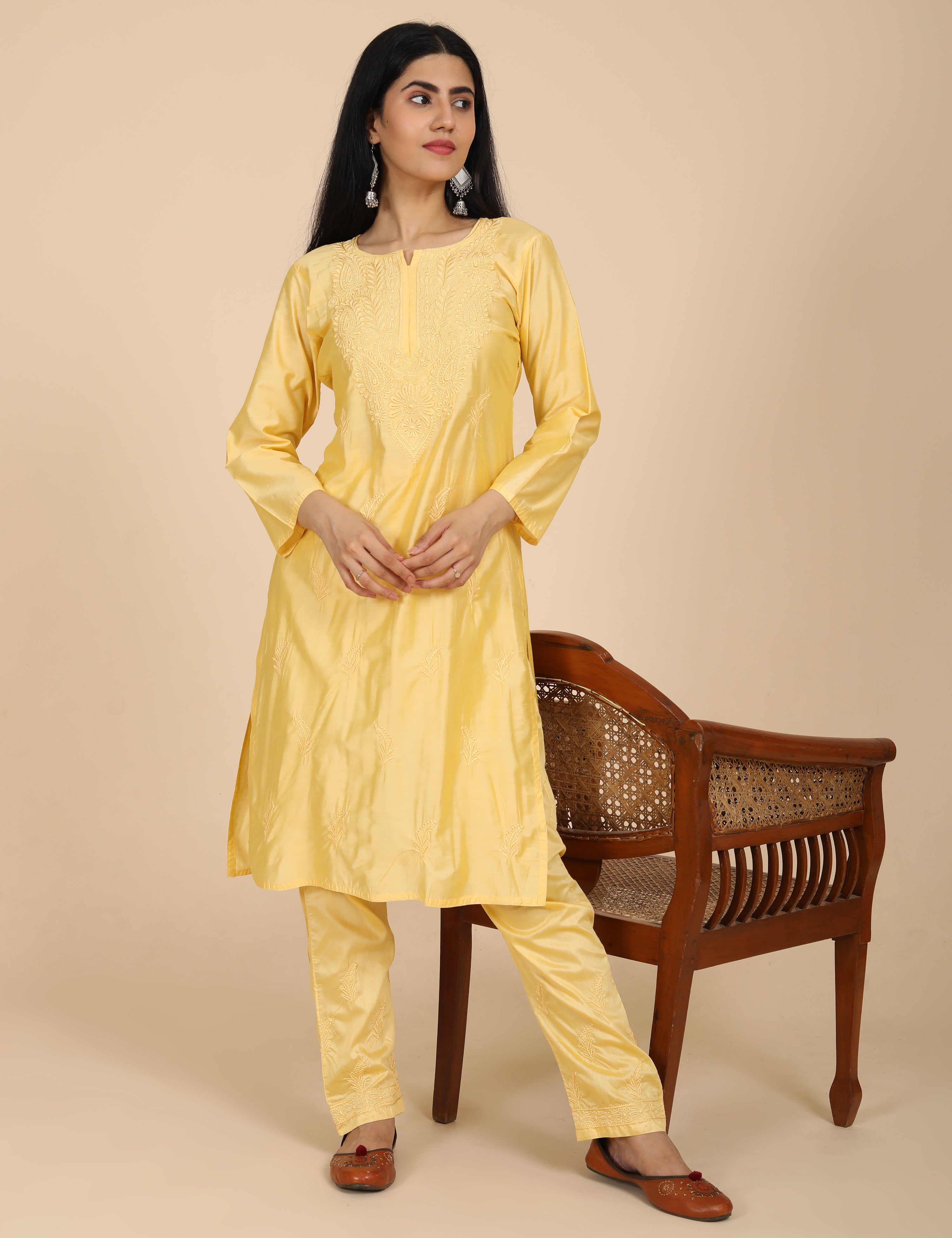 Jashn Yellow Chikankari Kurta Set