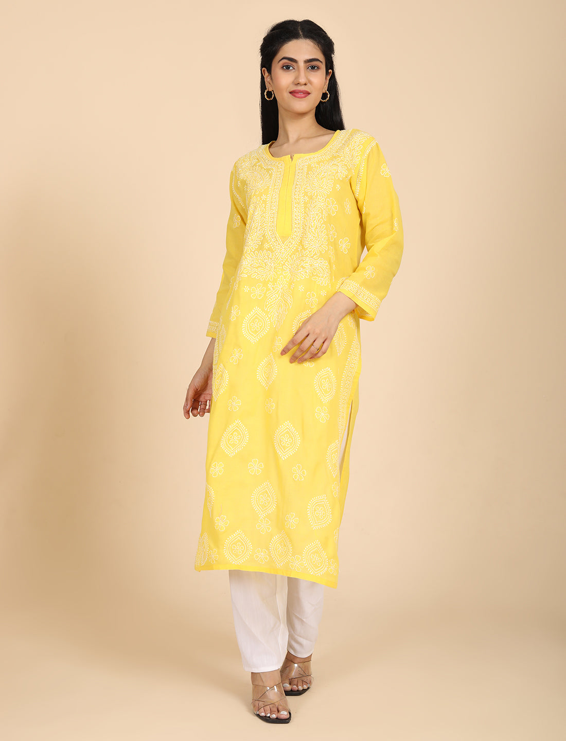 Imtizaj Yellow Chikankari Kurta