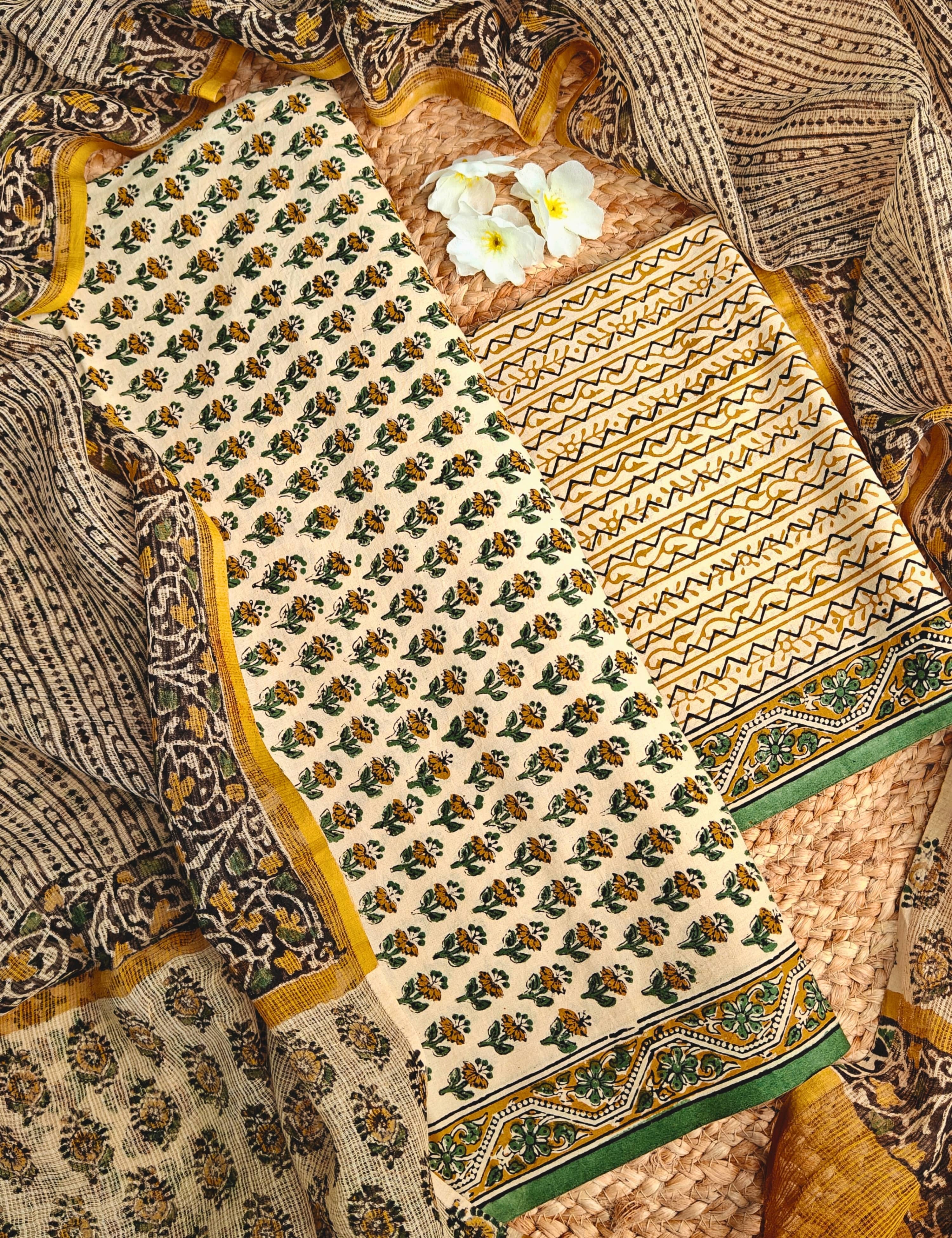 Bagicha Multicolor Bagru Dress Material