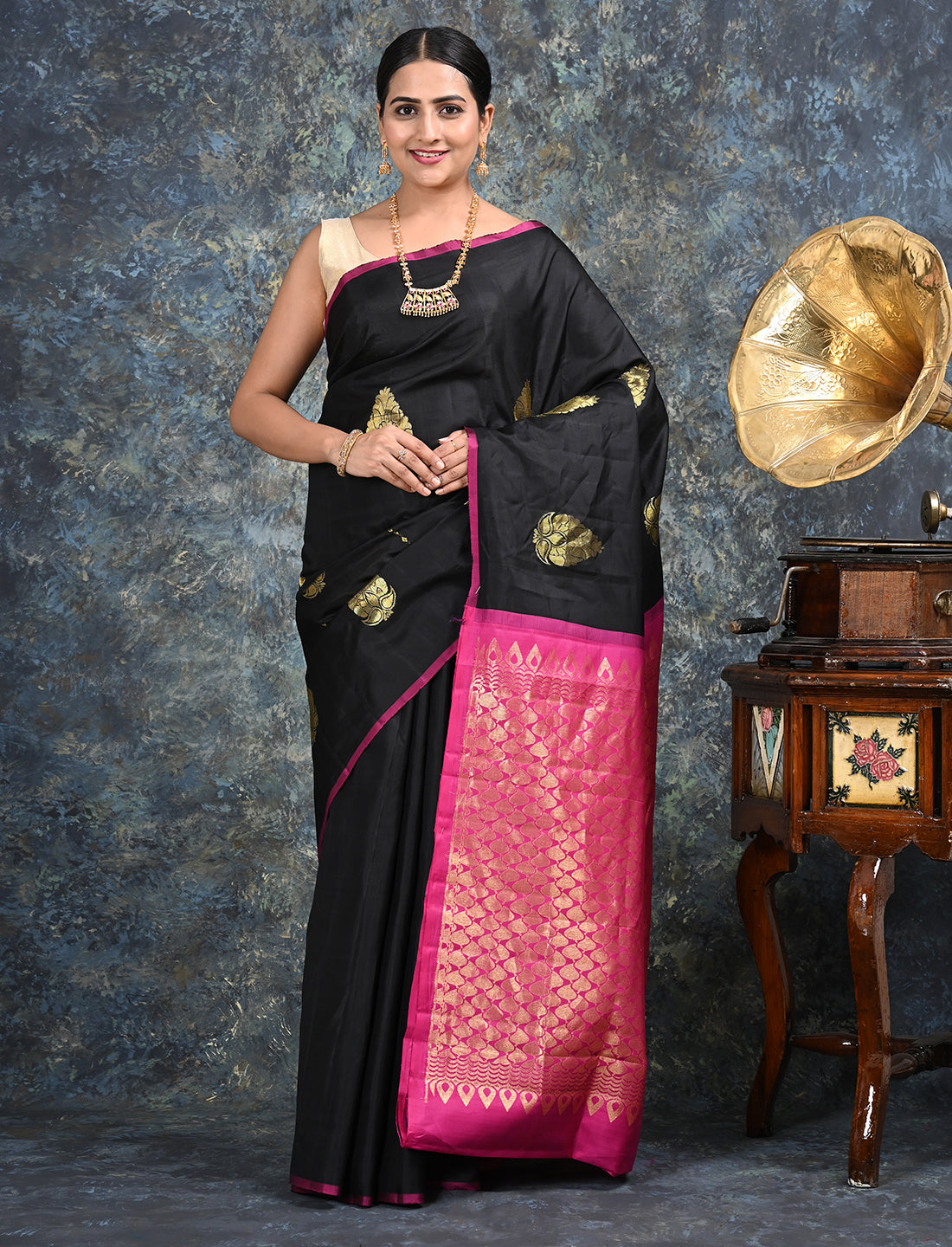 Rajani Black Kanjeevaram Saree