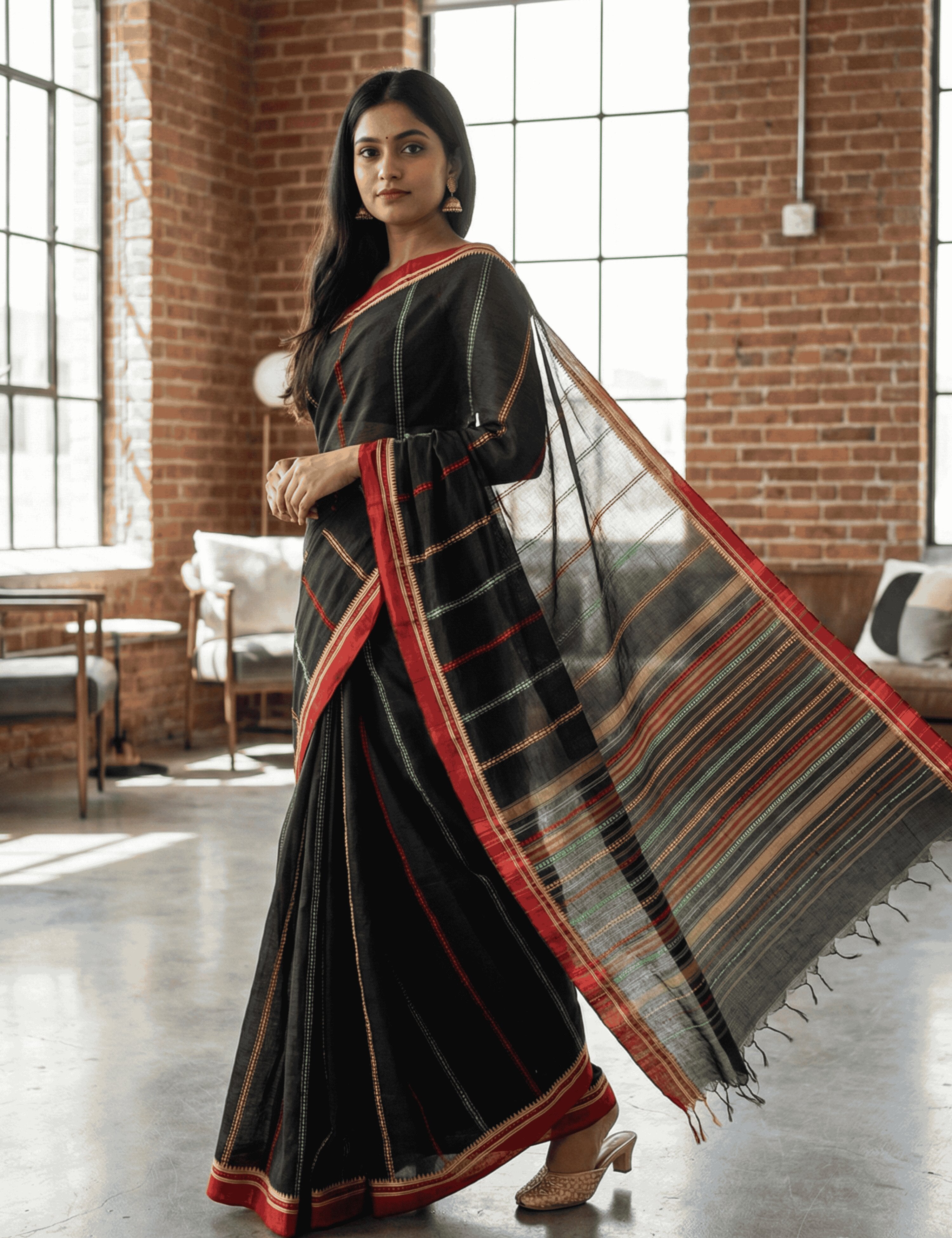 Dharini Black Dhaniakhali Saree